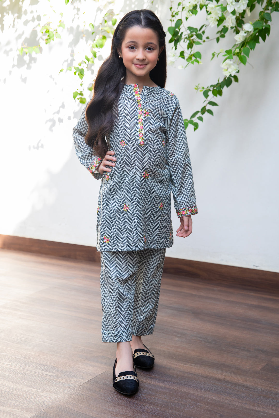 Grey Kurta Jacquard Trouser