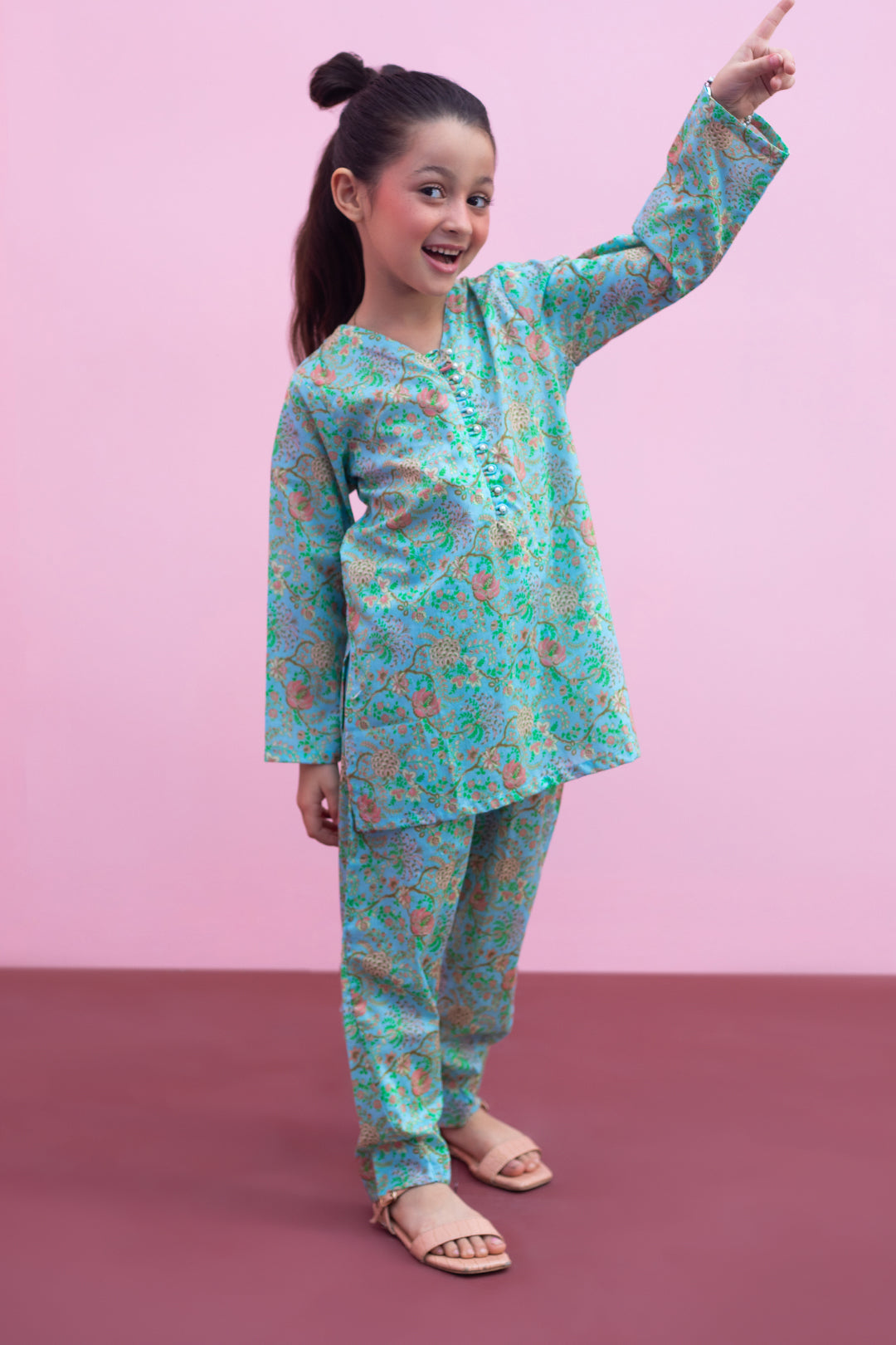 Sky Blue Kurta Jacquard Trouser