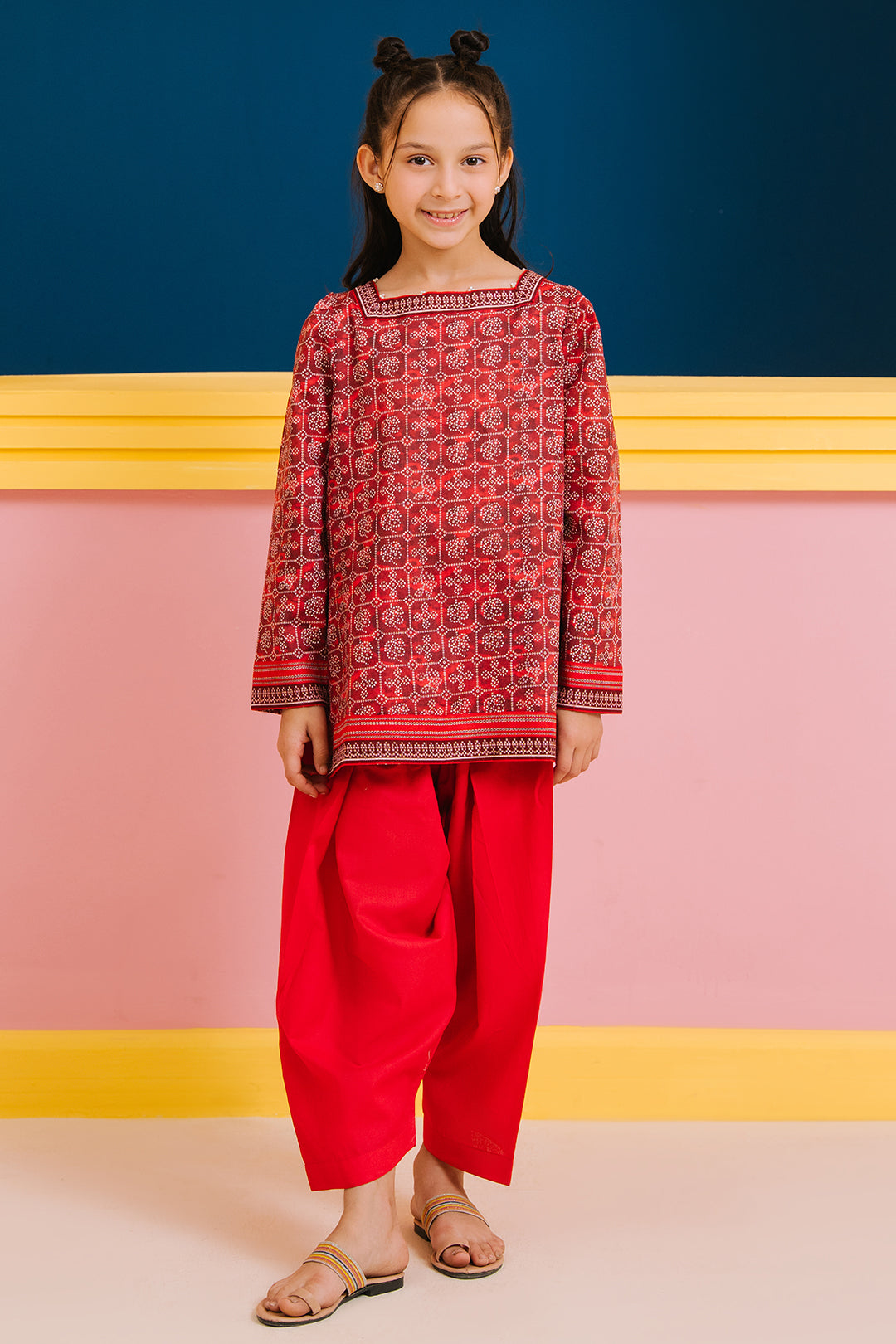 2 Piece Red Jacquard Kurta Trouser - Ready to Wear - Zellbury – ZELLBURY