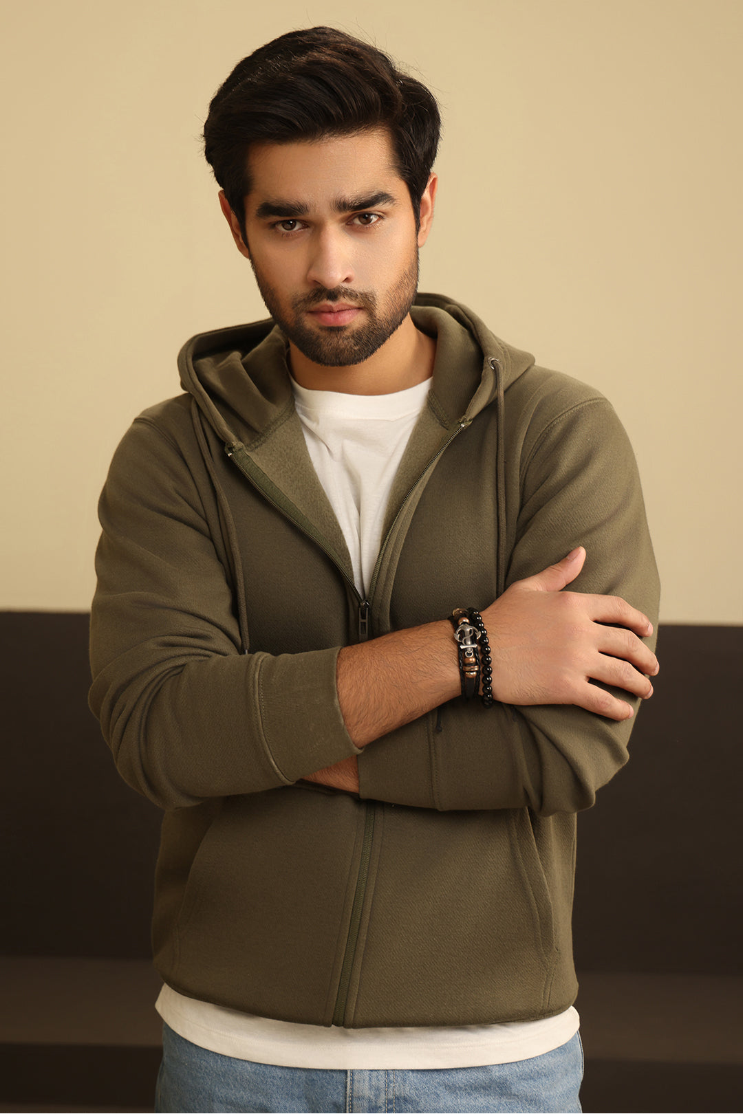 Men Outerwear Fleece Zipper Hoodies - Main Image