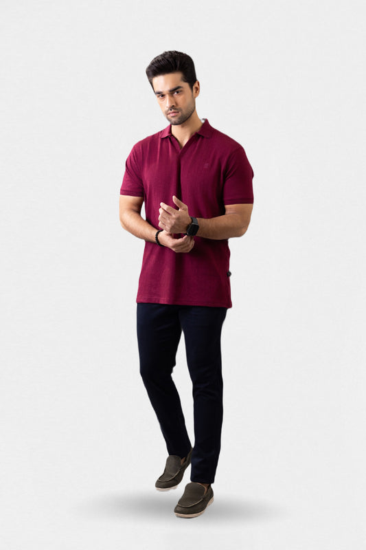 Textured Johnny Collar Polo - 5004