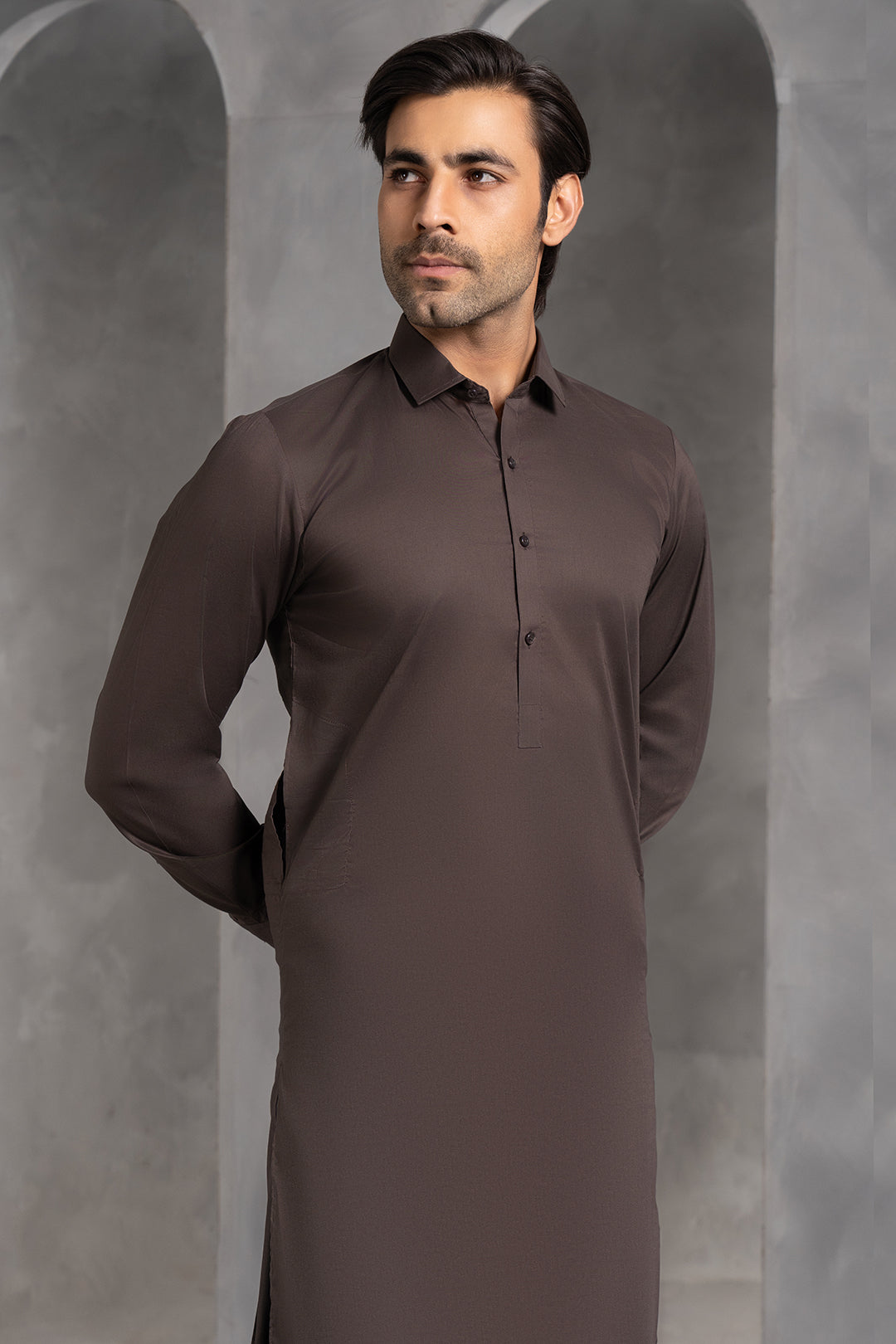 Bin Musab Cotton Silk Formal Kameez Shalwar for Men -  BM-000009 Mayan Red main image 1