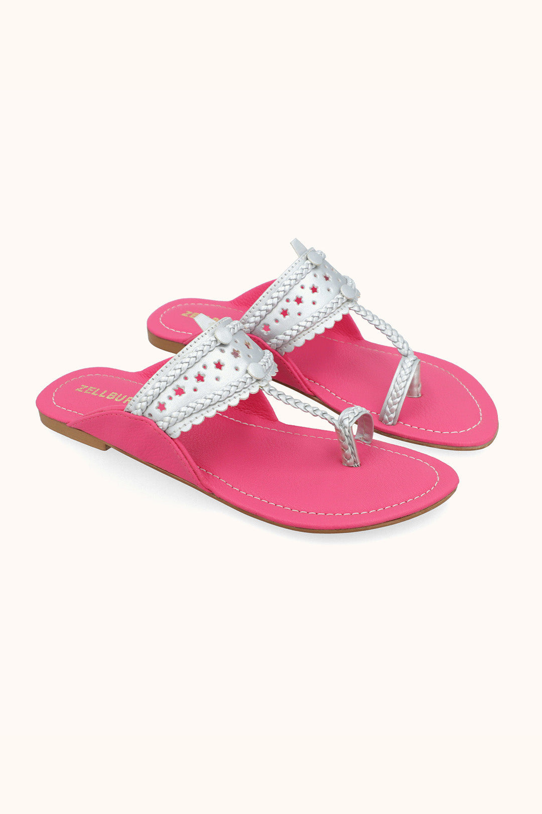 Kolhapuri Pink Leather (PU) Women Footwear zellbury