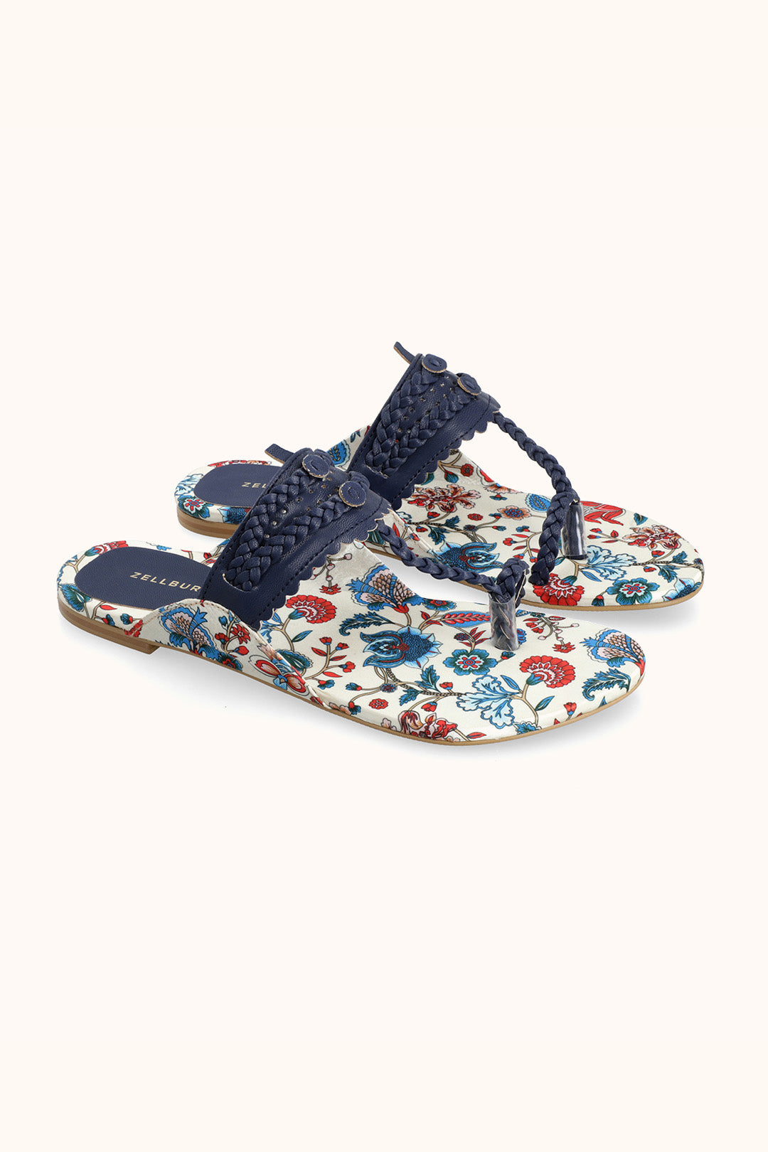 Kolhapuri Blue Leather (PU) Women Footwear zellbury