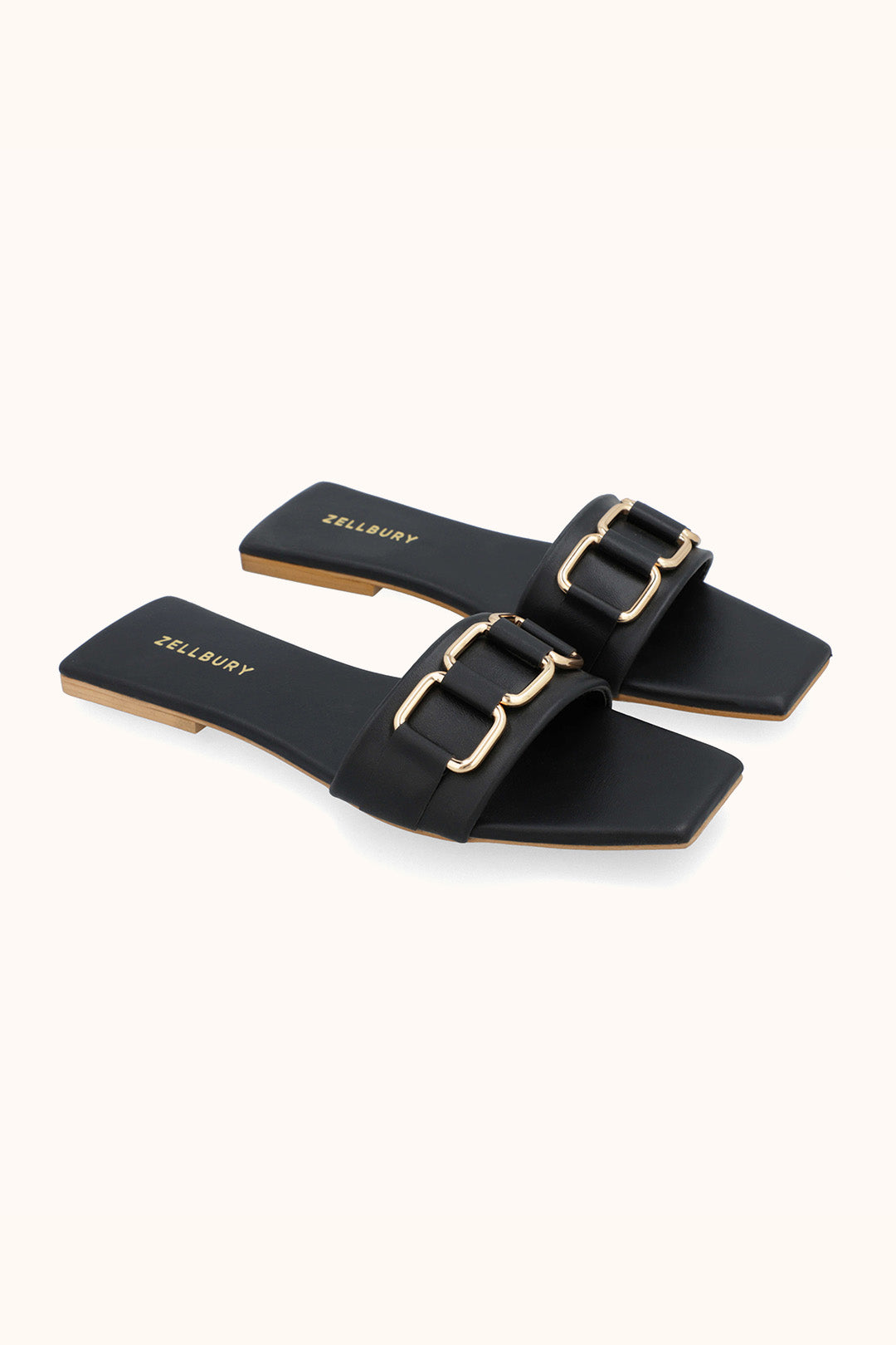 Slide Black Leather (PU) Women Footwear zellbury ZELLBURY