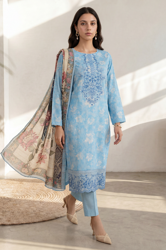 Embroidered Kurta Dupatta Trouser - 2201