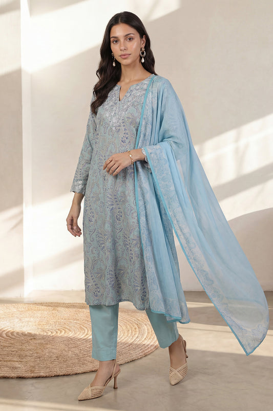 Embroidered Kurta Dupatta Trouser - 2202