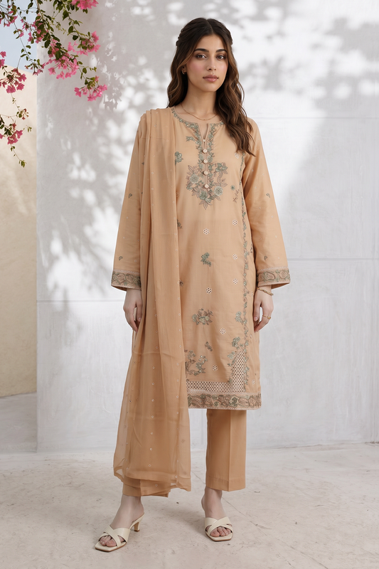 Embroidered Kurta Dupatta Trouser - 3711