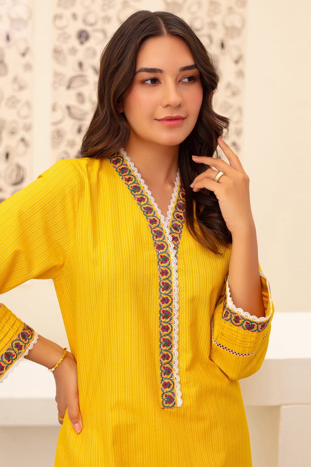 Textured Wrap Kurta With Trousers main image 0
