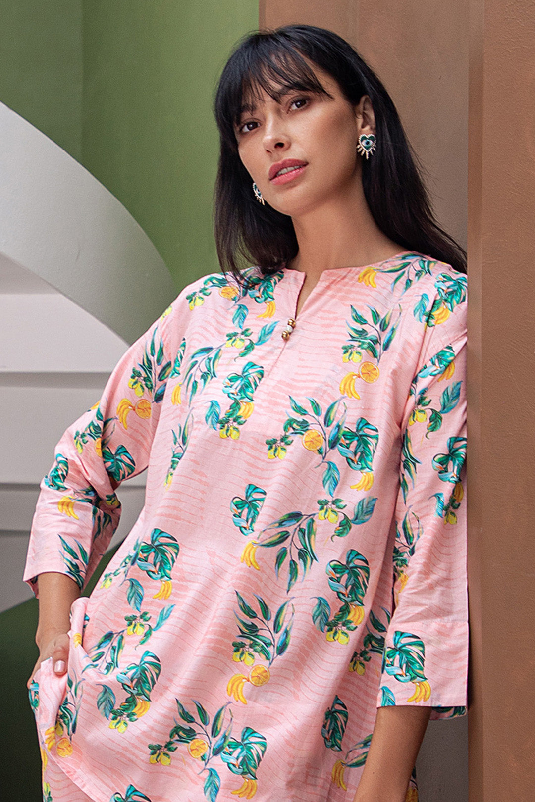 2 Piece Pink Lawn Co-Ord Set - Ready to Wear - Zellbury