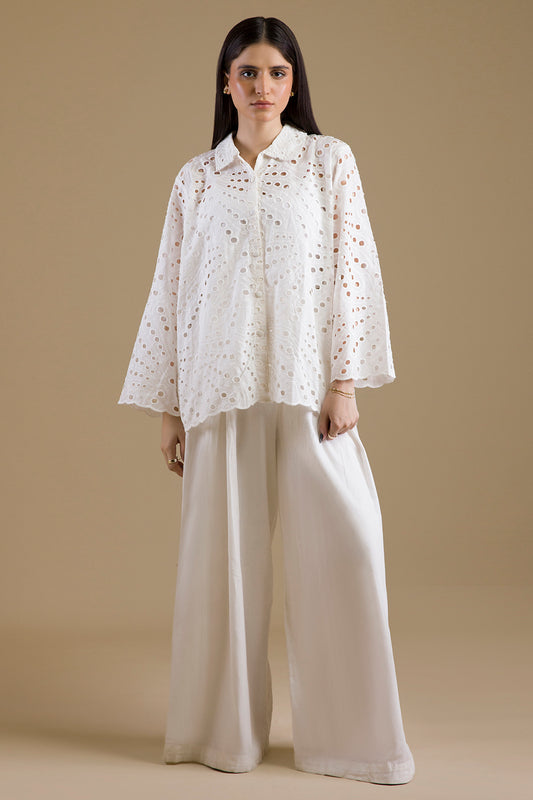 Eyelet Button-Down Shirt - 1378