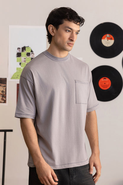 Basic Oversized Pocket T-Shirt - D107