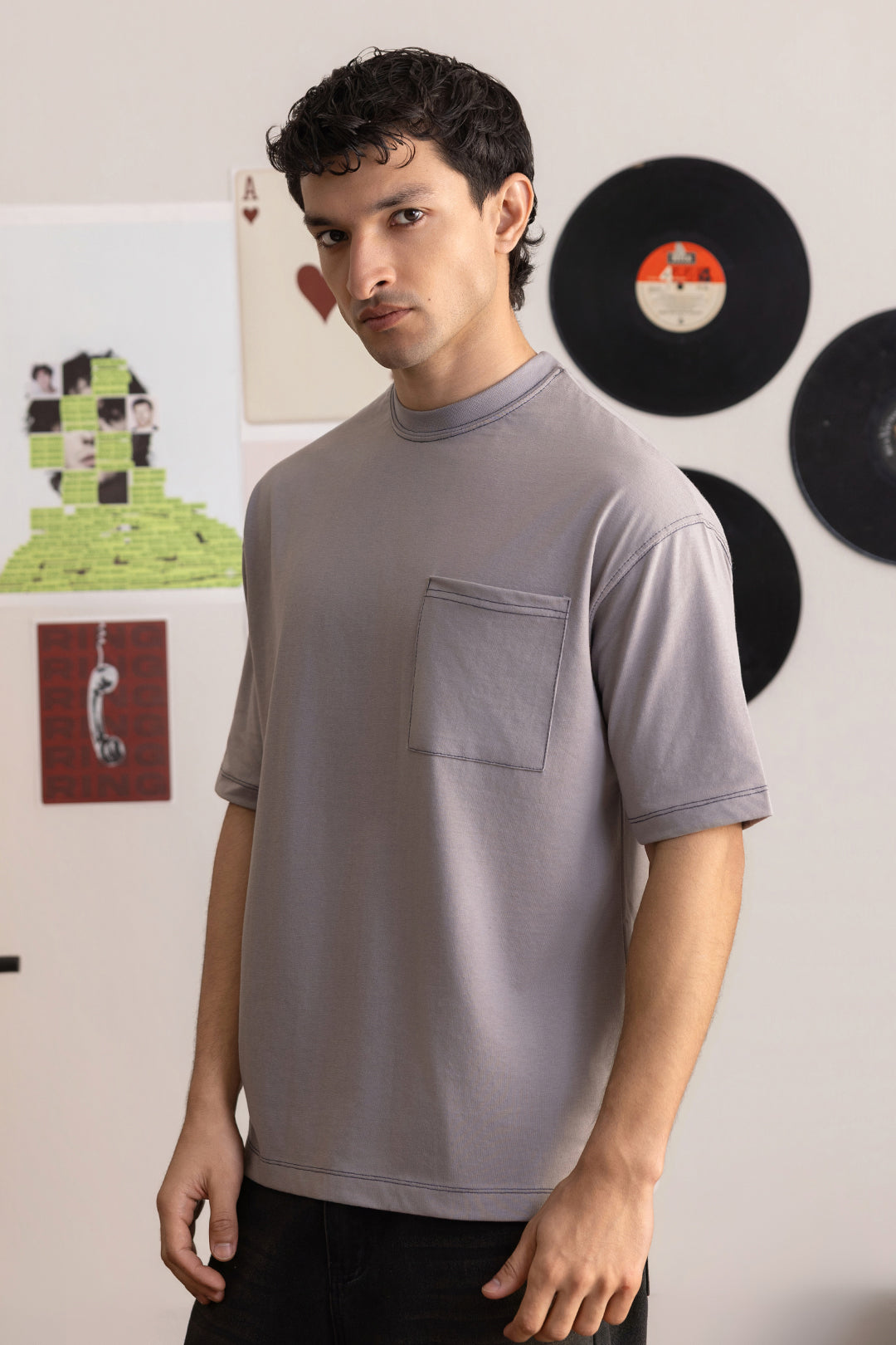 Basic Oversized Pocket T-Shirt - D107