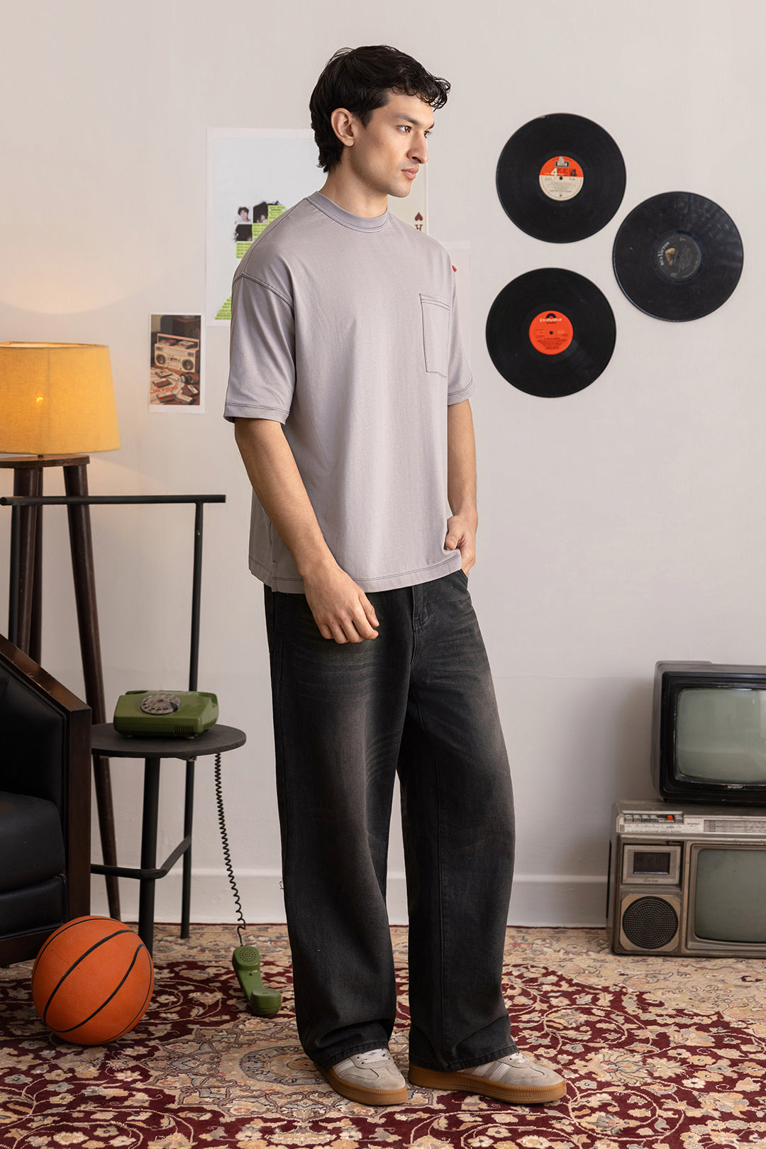 Basic Oversized Pocket T-Shirt - D107