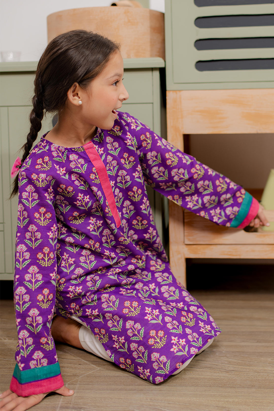 1 Piece Purple Khaddar Kurta - Ready to Wear - Zellbury