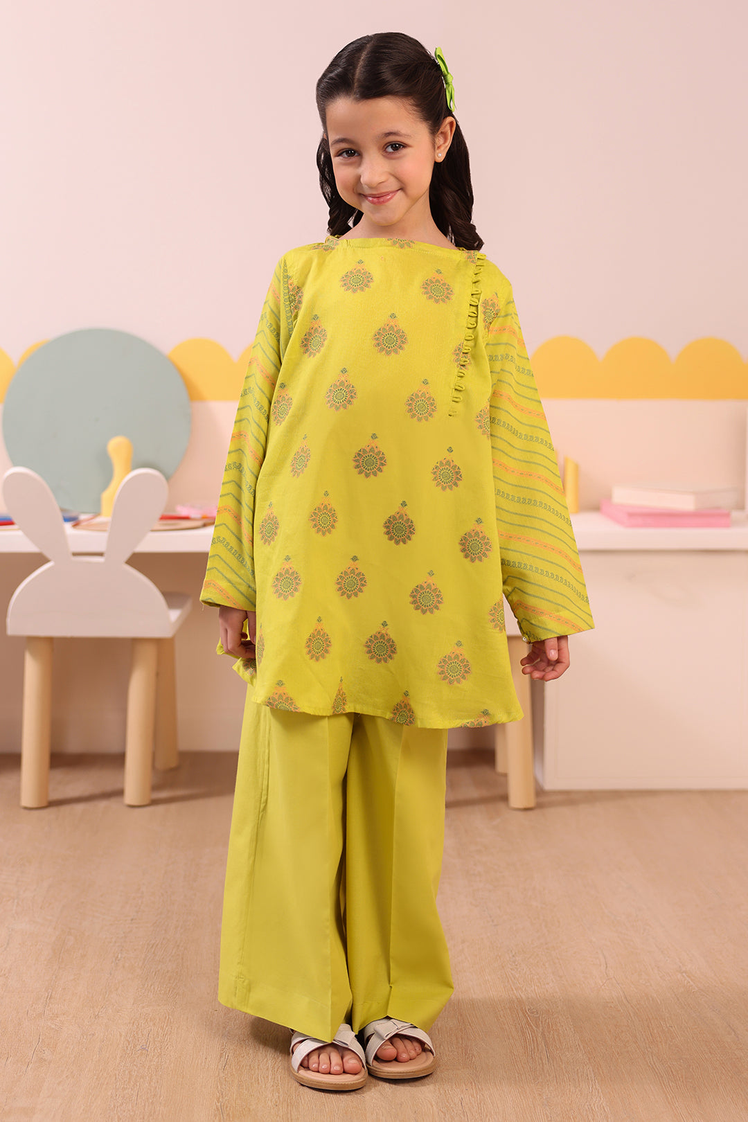 Green Crinkled Kurta & Trouser Set main image 0