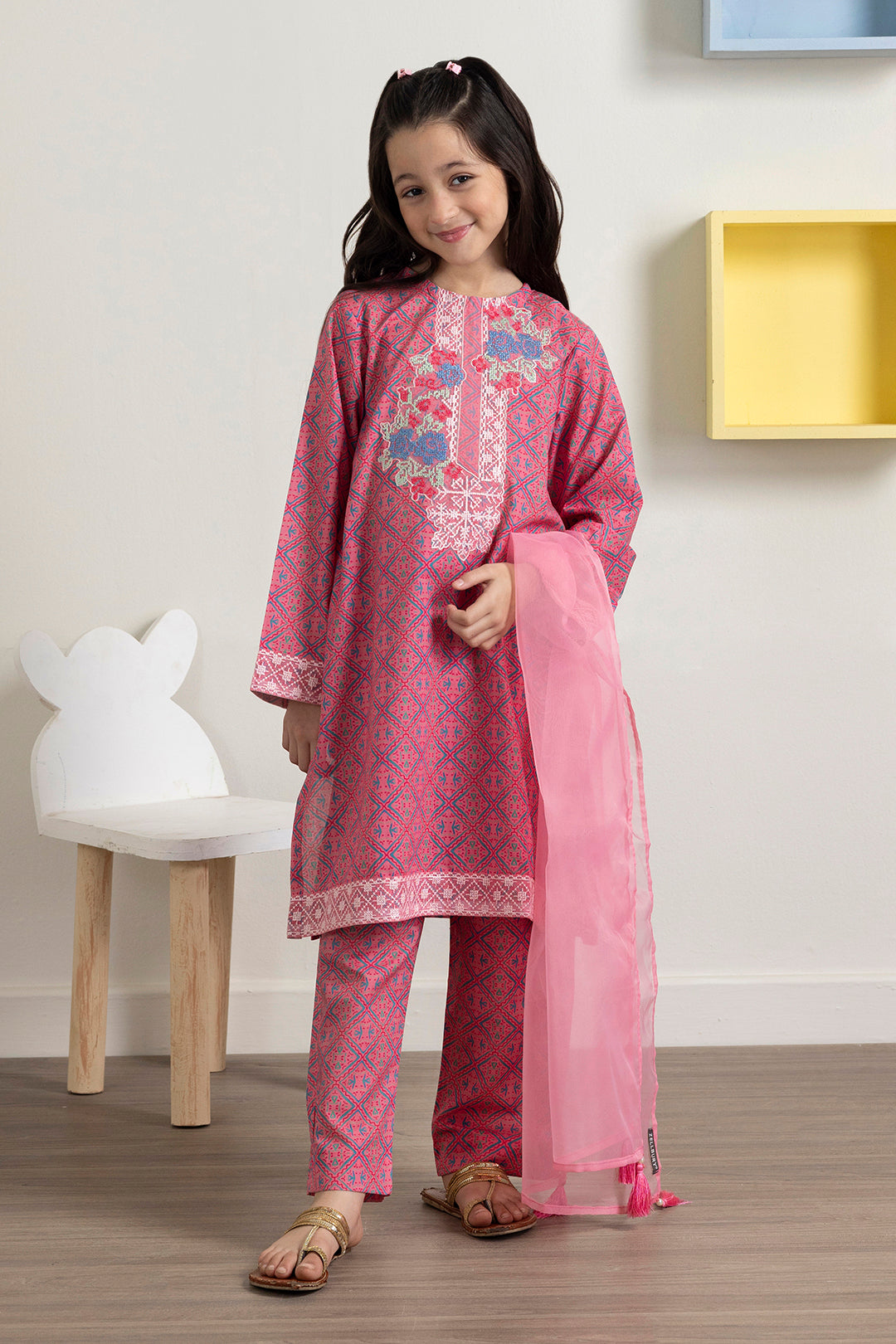 Embroidered Kurta Dupatta Trouser - 3409