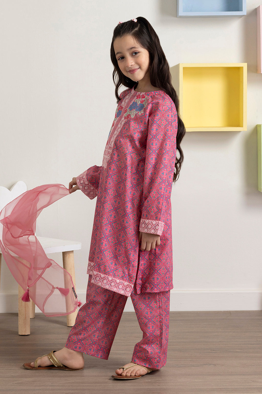 Embroidered Kurta Dupatta Trouser - 3409
