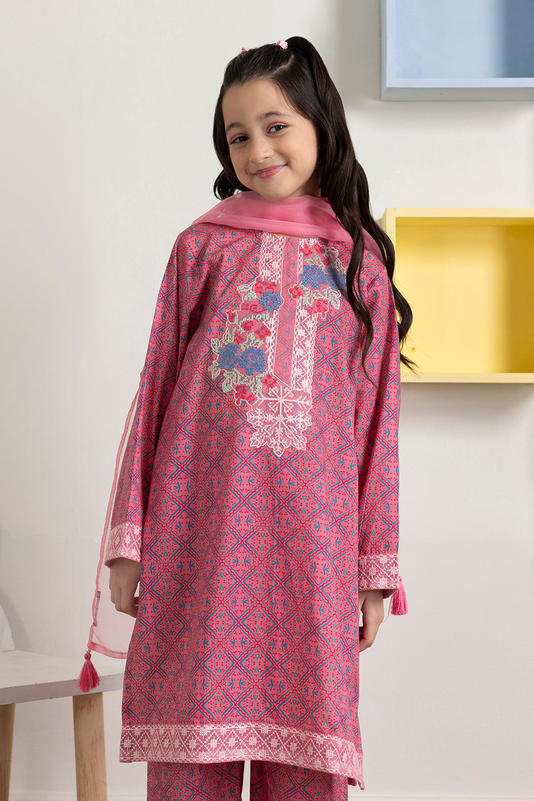 Embroidered Kurta Dupatta Trouser - 3409