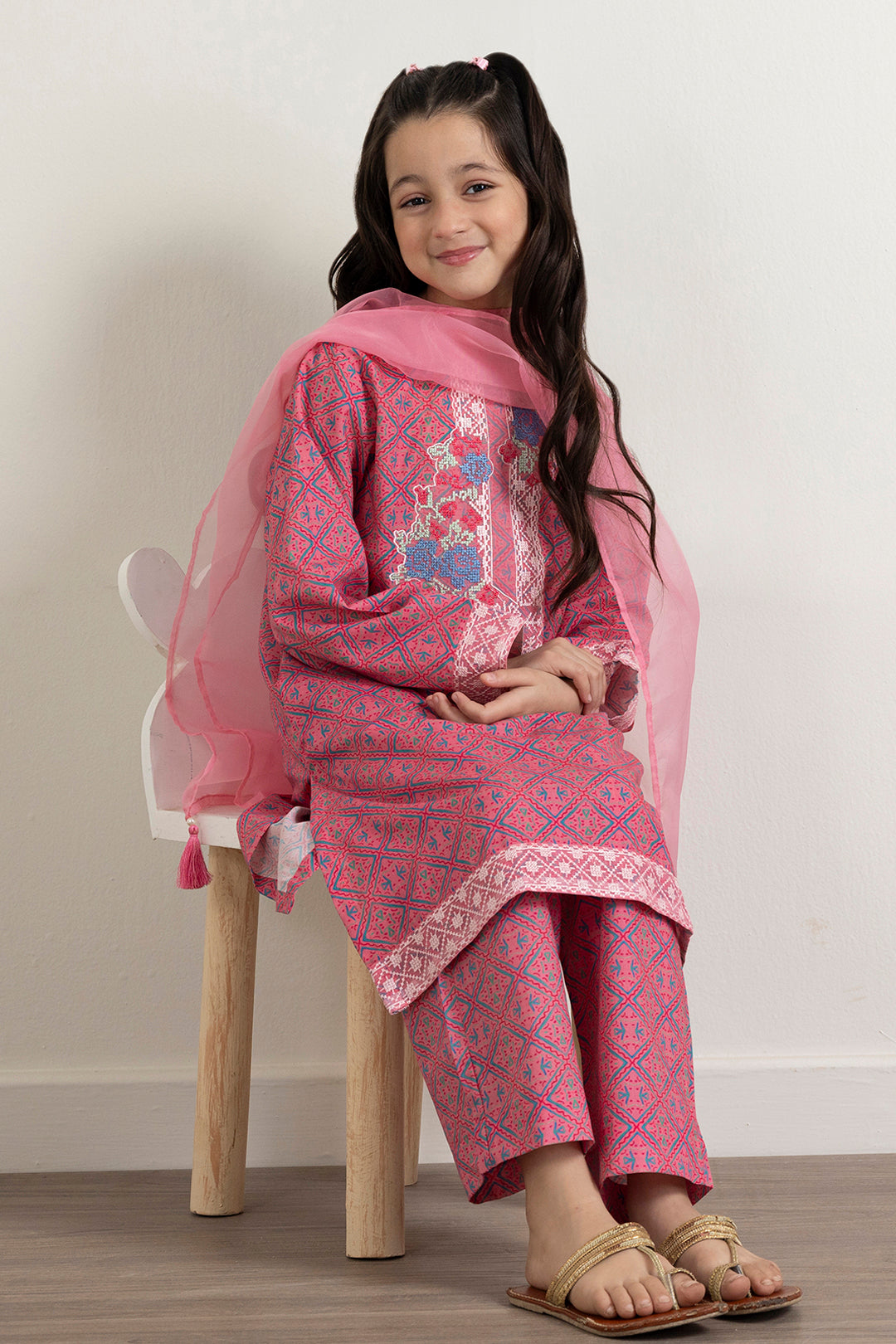 Embroidered Kurta Dupatta Trouser - 3409