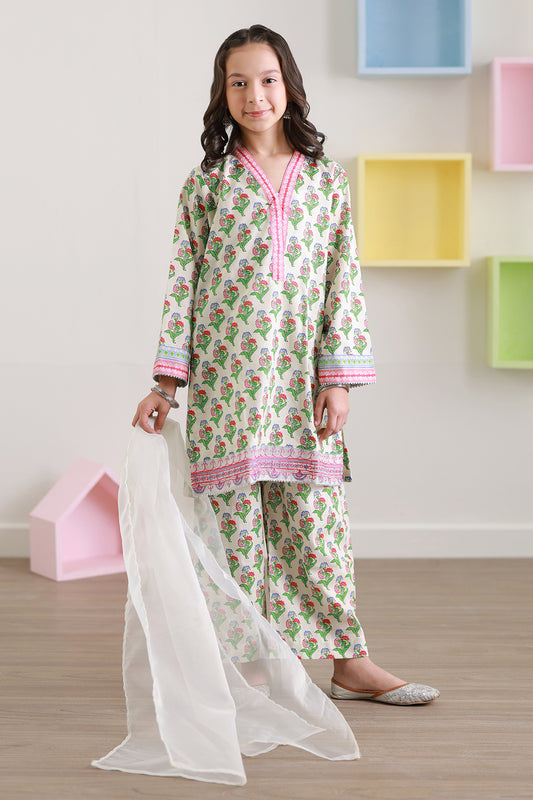 Embroidered Kurta Dupatta Trouser - 3410