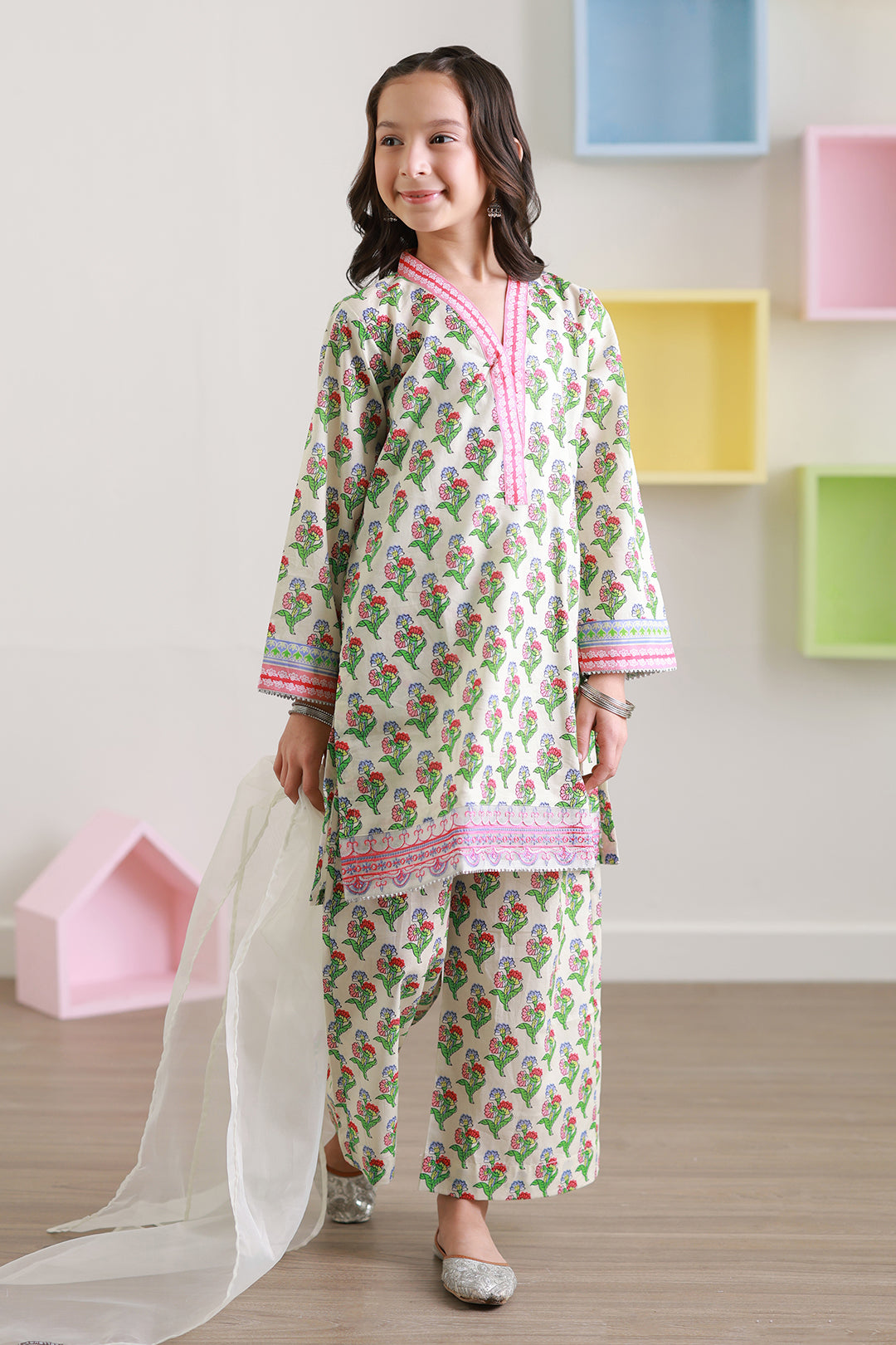 Embroidered Kurta Dupatta Trouser - 3410