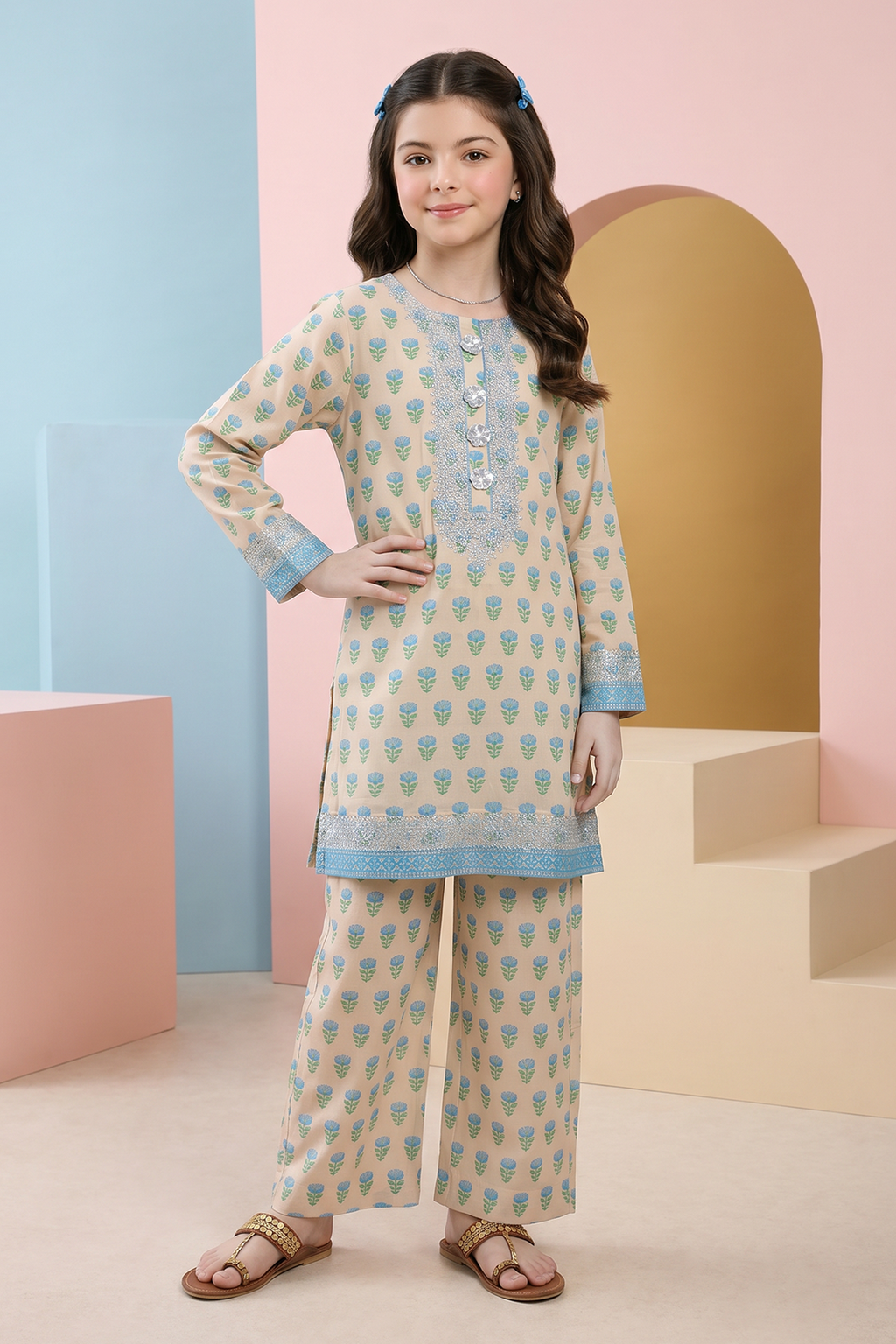 Embroidered Kurta Trouser - 2471