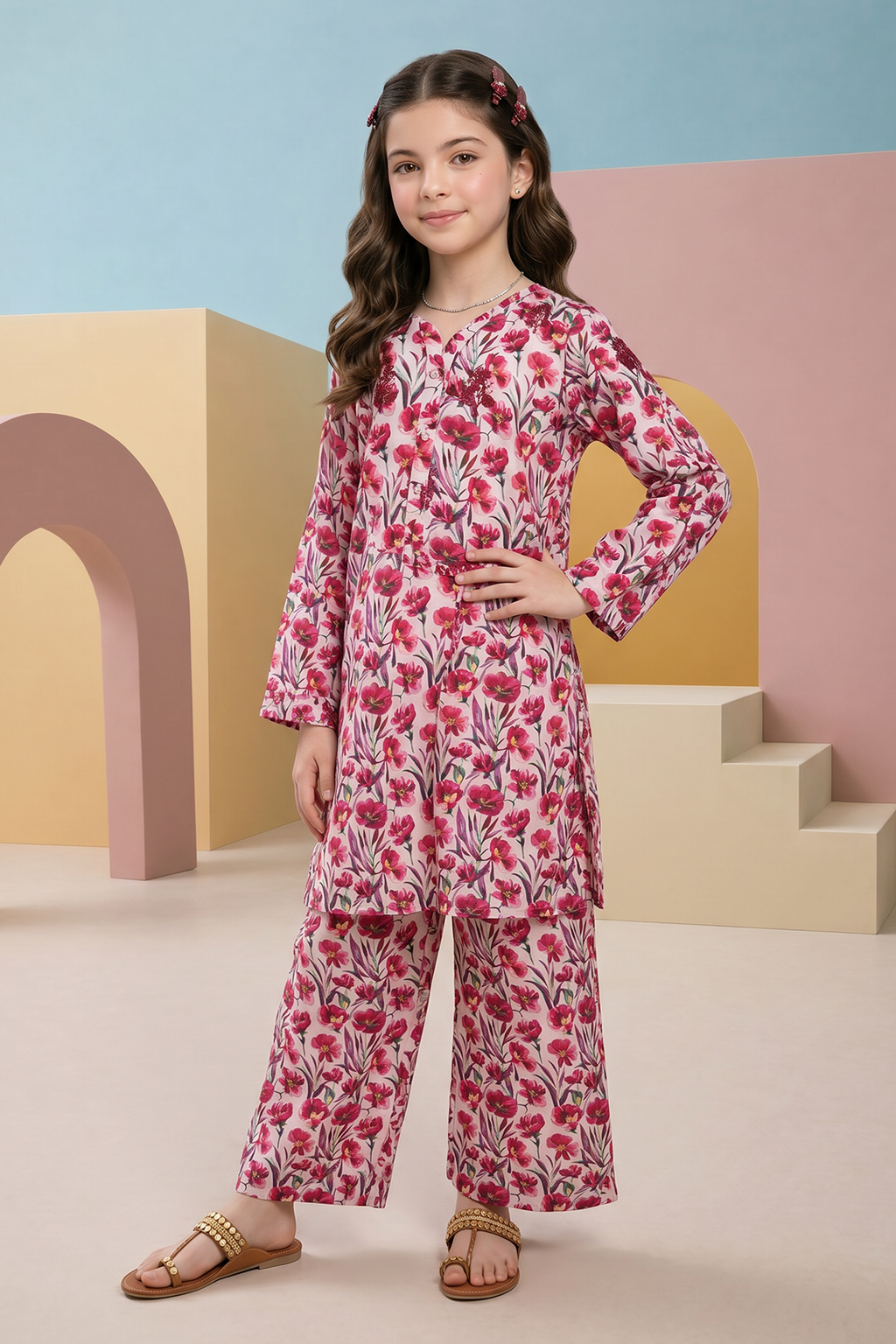 Embroidered Kurta Trouser - 2551