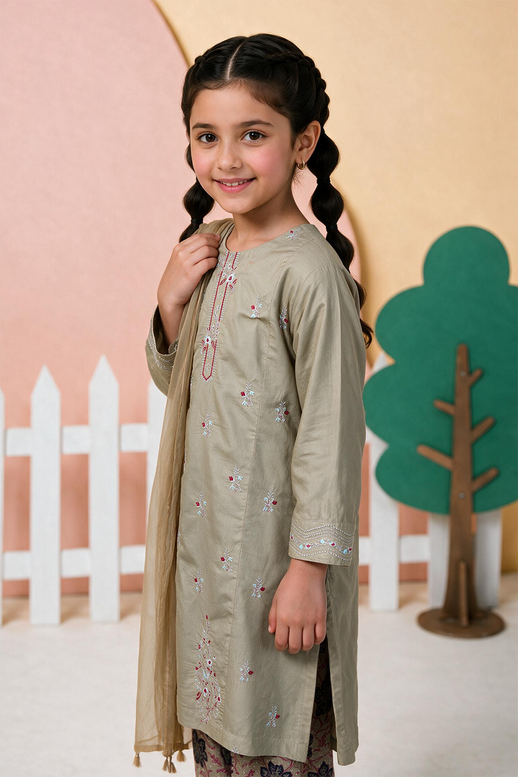 Embroidered Kurta Dupatta Trouser - 3427