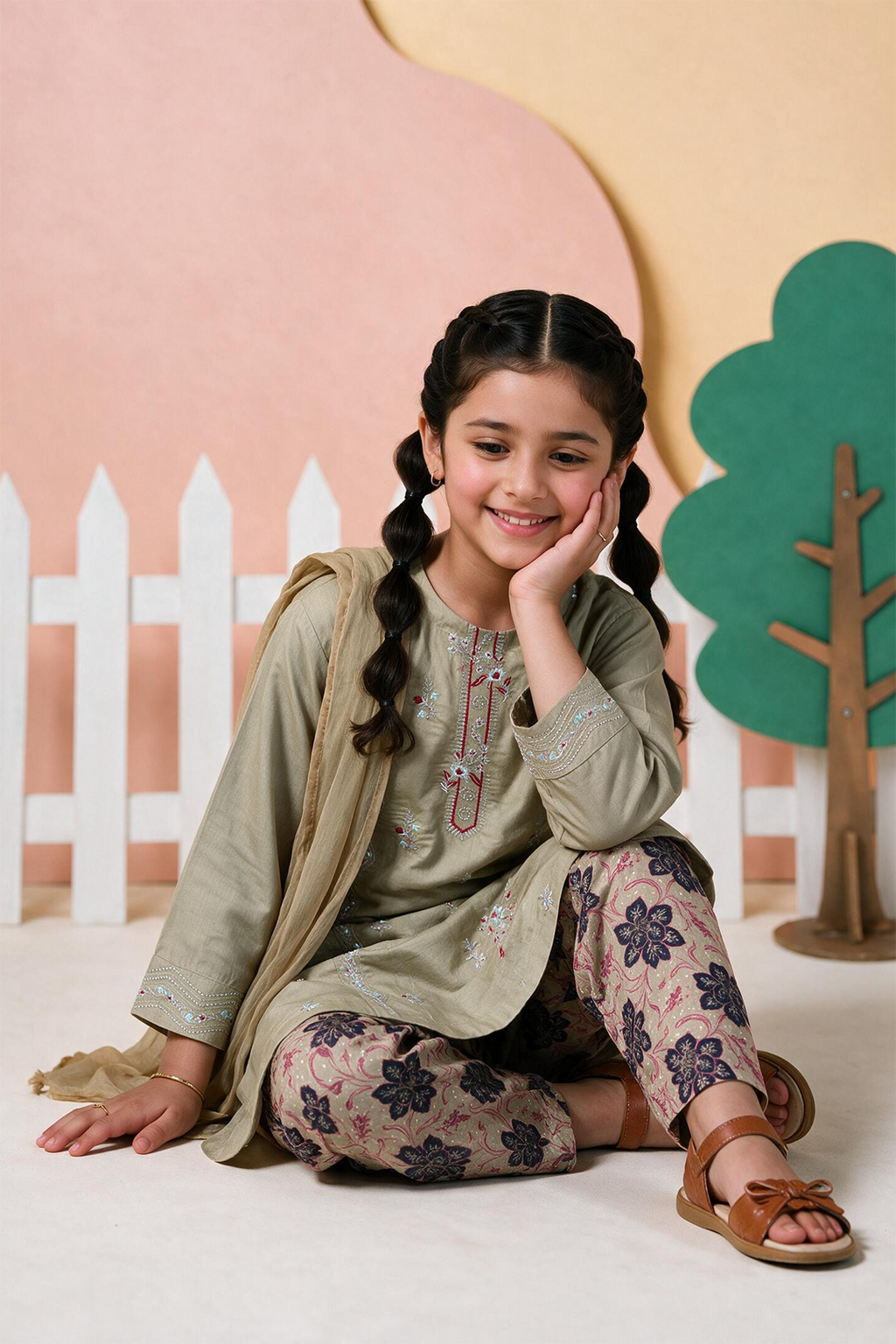 Embroidered Kurta Dupatta Trouser - 3427