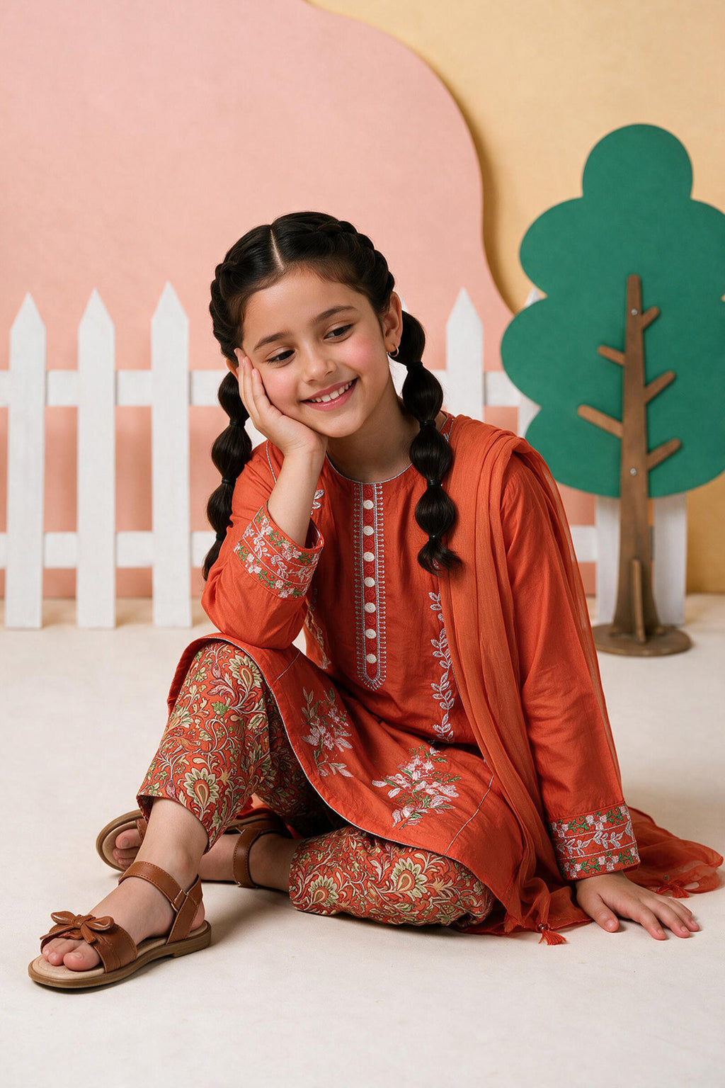 Embroidered Kurta Dupatta Trouser - 3428