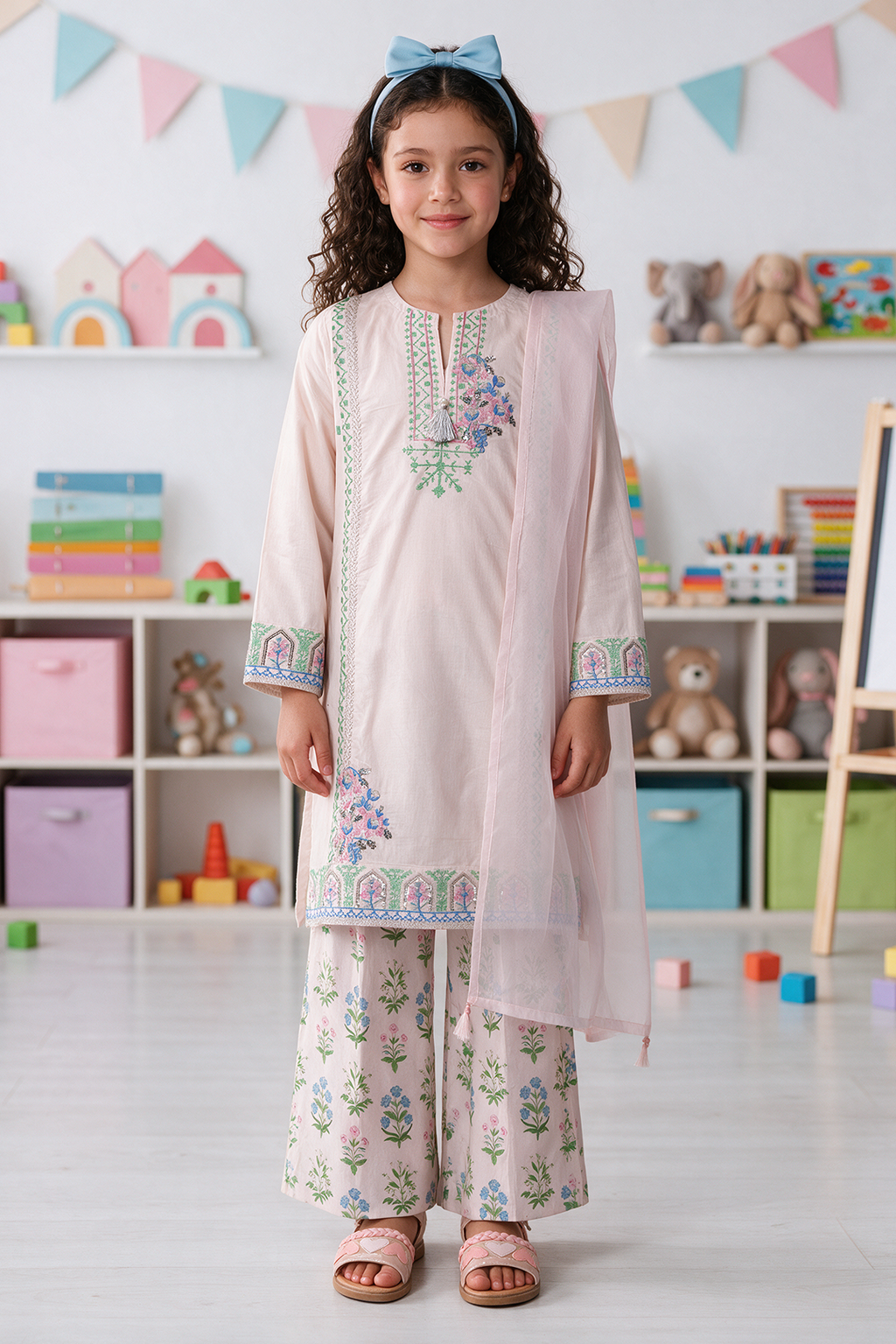 Embroidered Kurta Dupatta Trouser - 3588