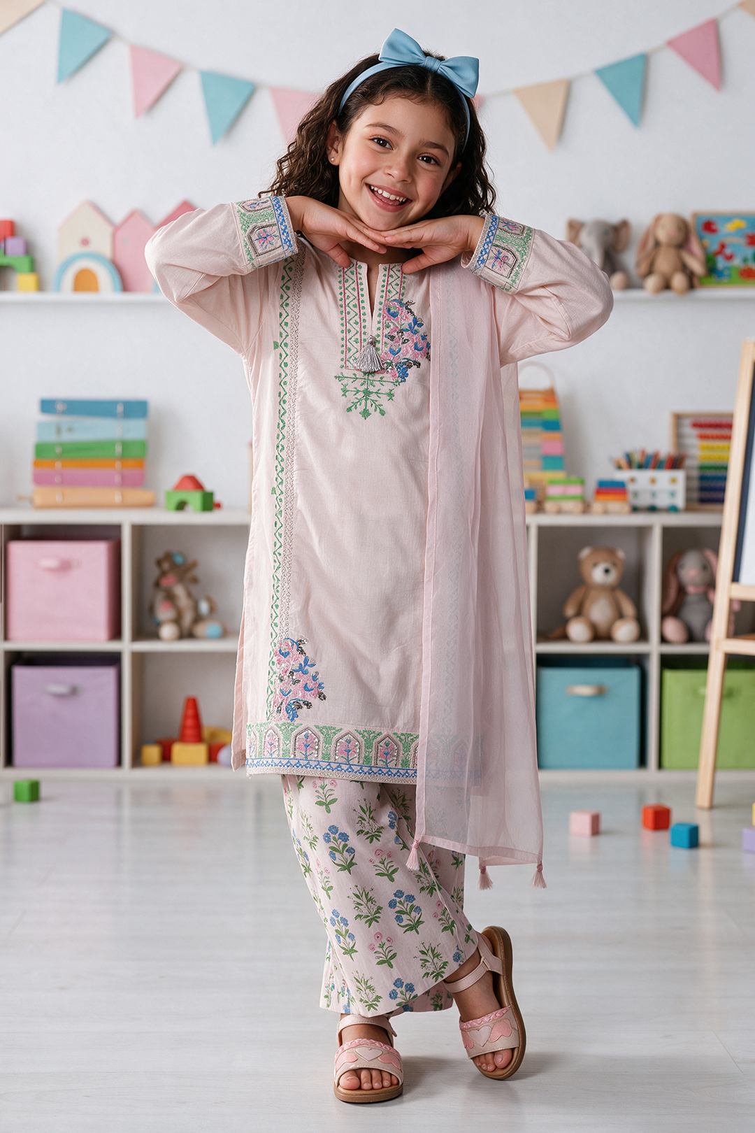 Embroidered Kurta Dupatta Trouser - 3588