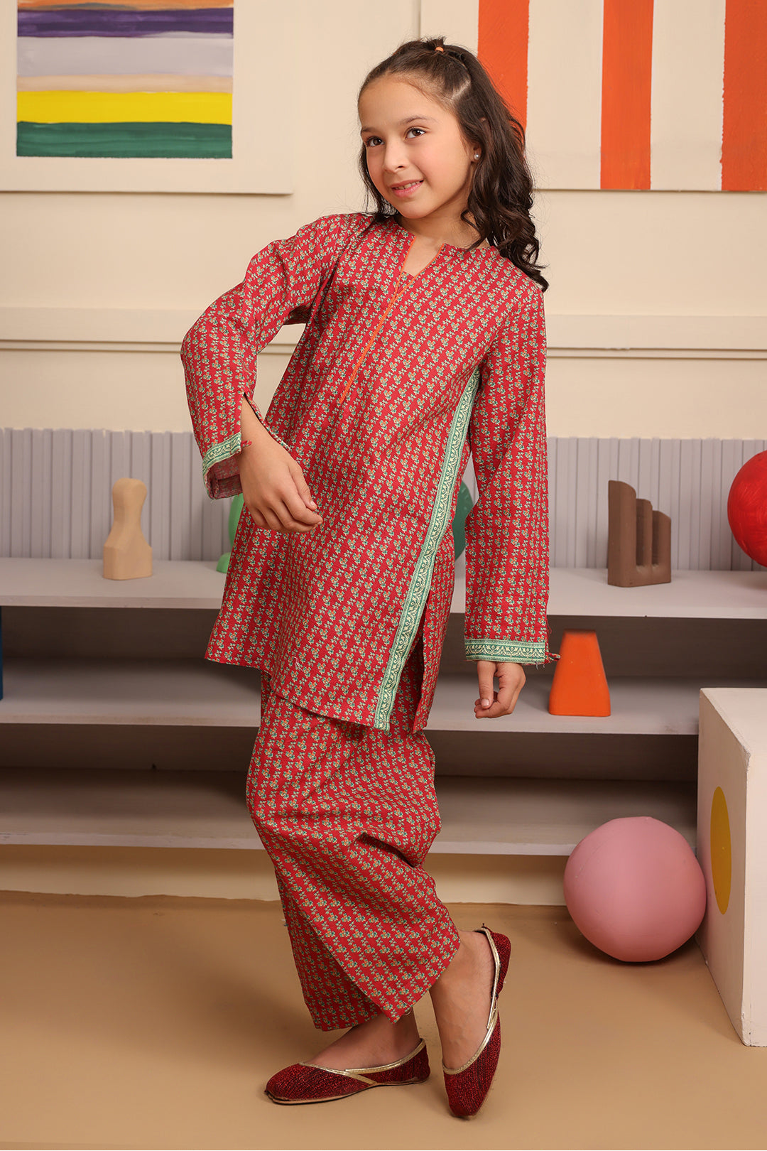 Skin Brown Kurta Woven Jacquard  Trouser main image 1