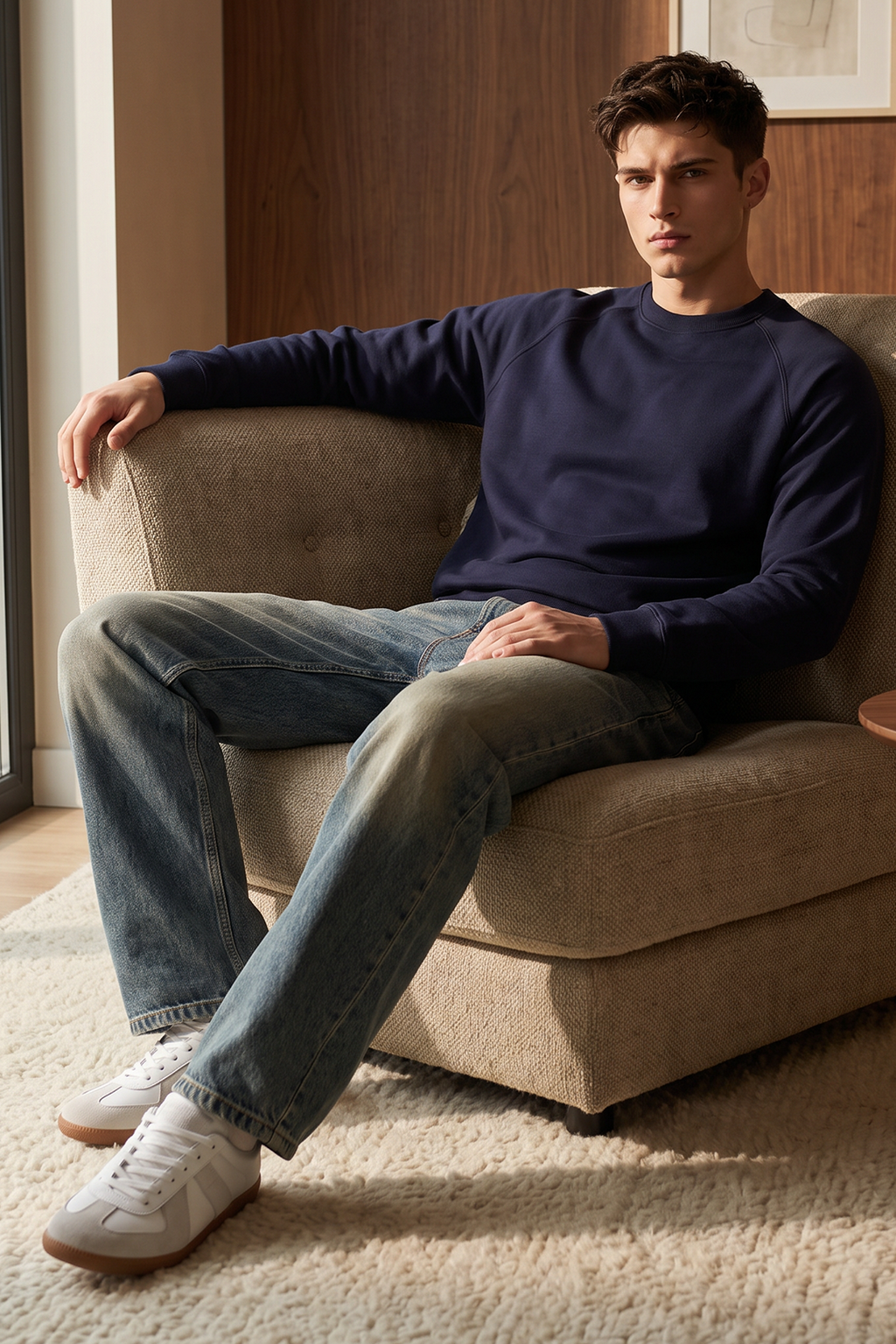 Raglan Sweat Shirt - 1001 - Navy