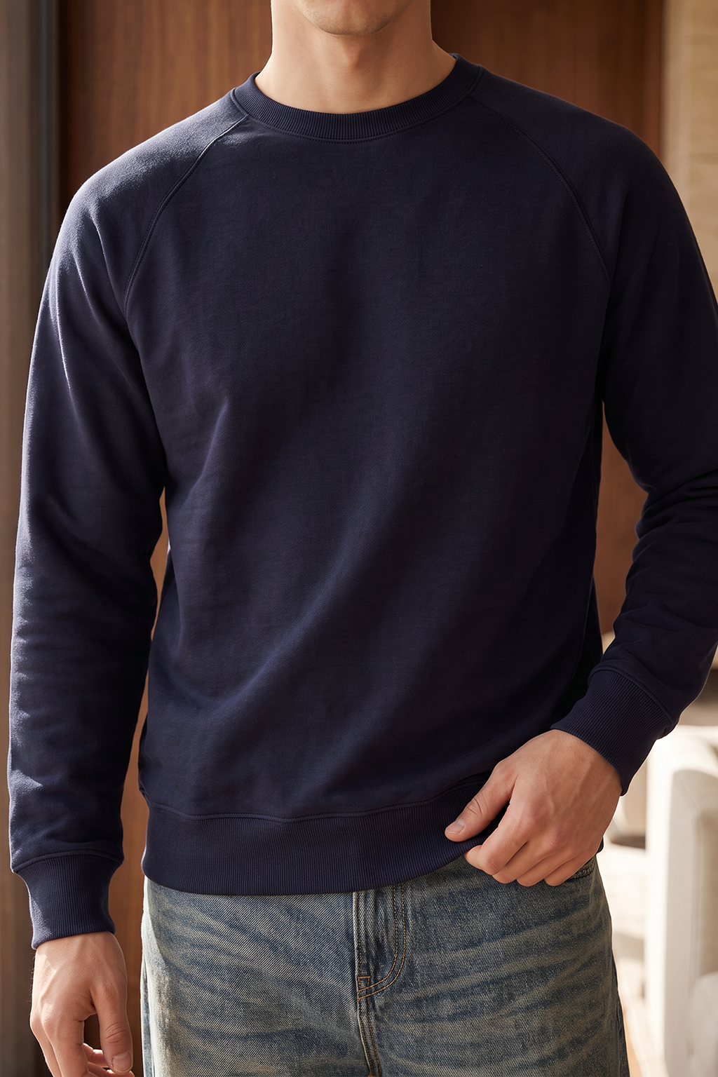 Raglan Sweat Shirt - 1001 - Navy