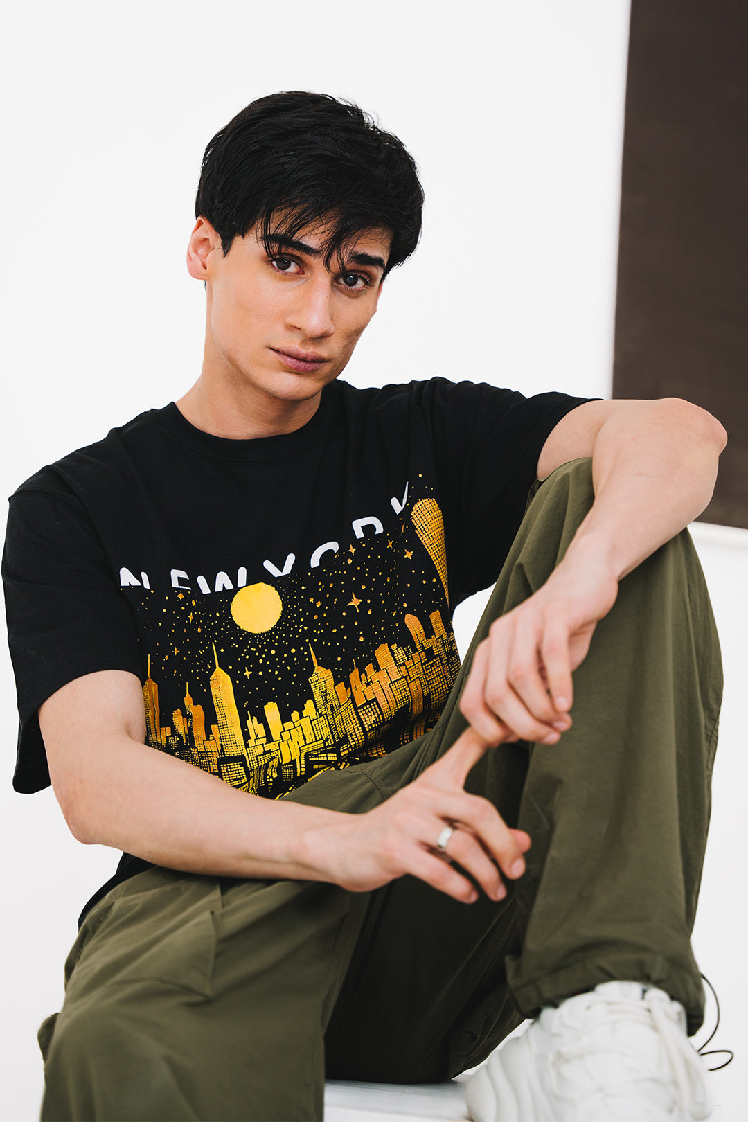 ふるさと納税 八王子市 [HAM IAM]【数量限定】手差型染クルーネックTシャツ「山笹」緑炭系【XLサイズ】 HAM IAM]【数量限定】手差型染クルーネックTシャツ「山笹」緑炭