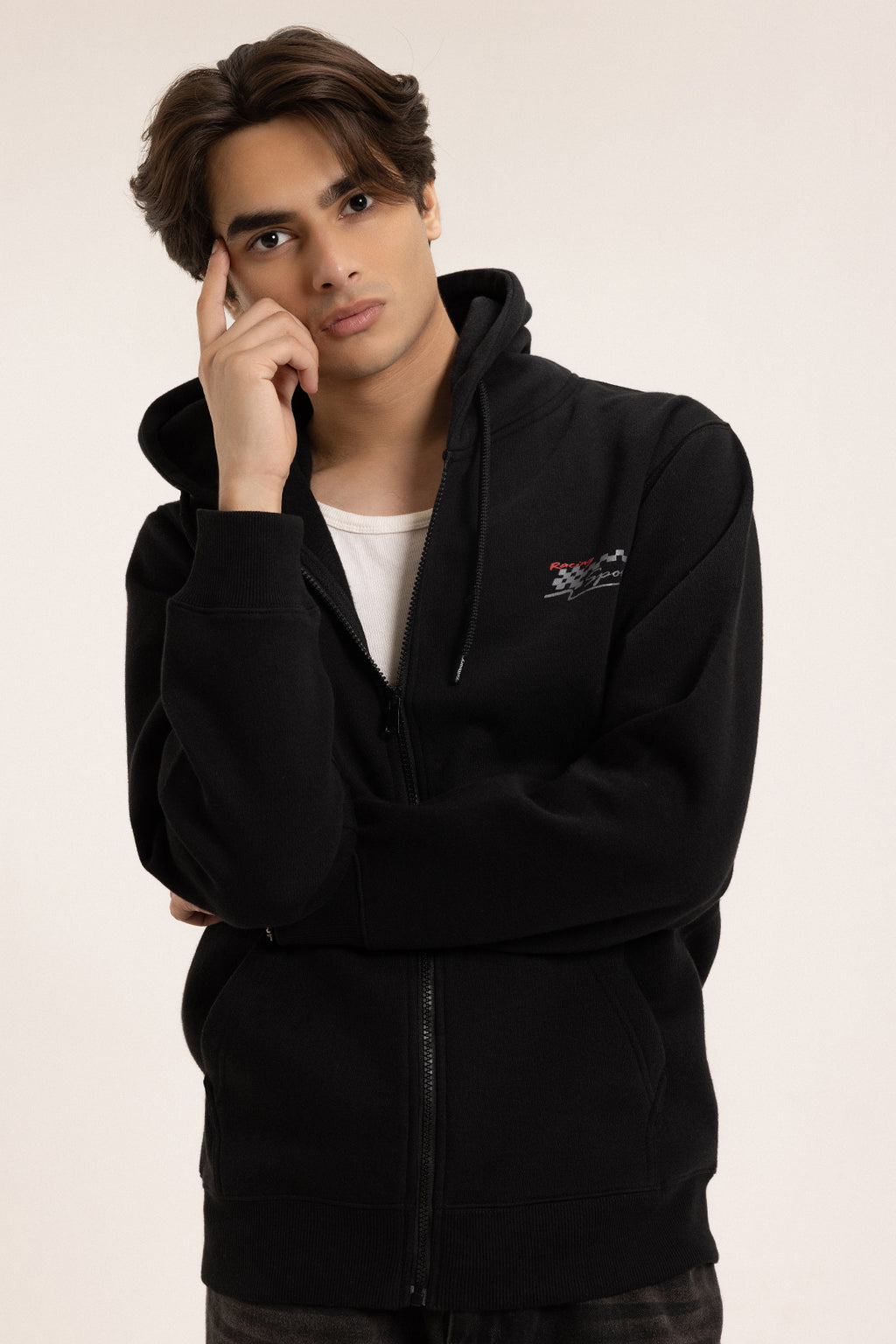 Graphic Zipper Hoodie - 5013