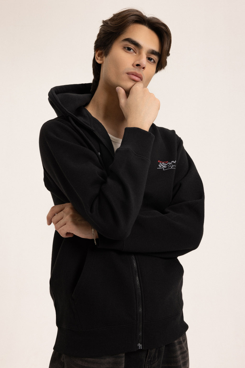 Graphic Zipper Hoodie - 5013