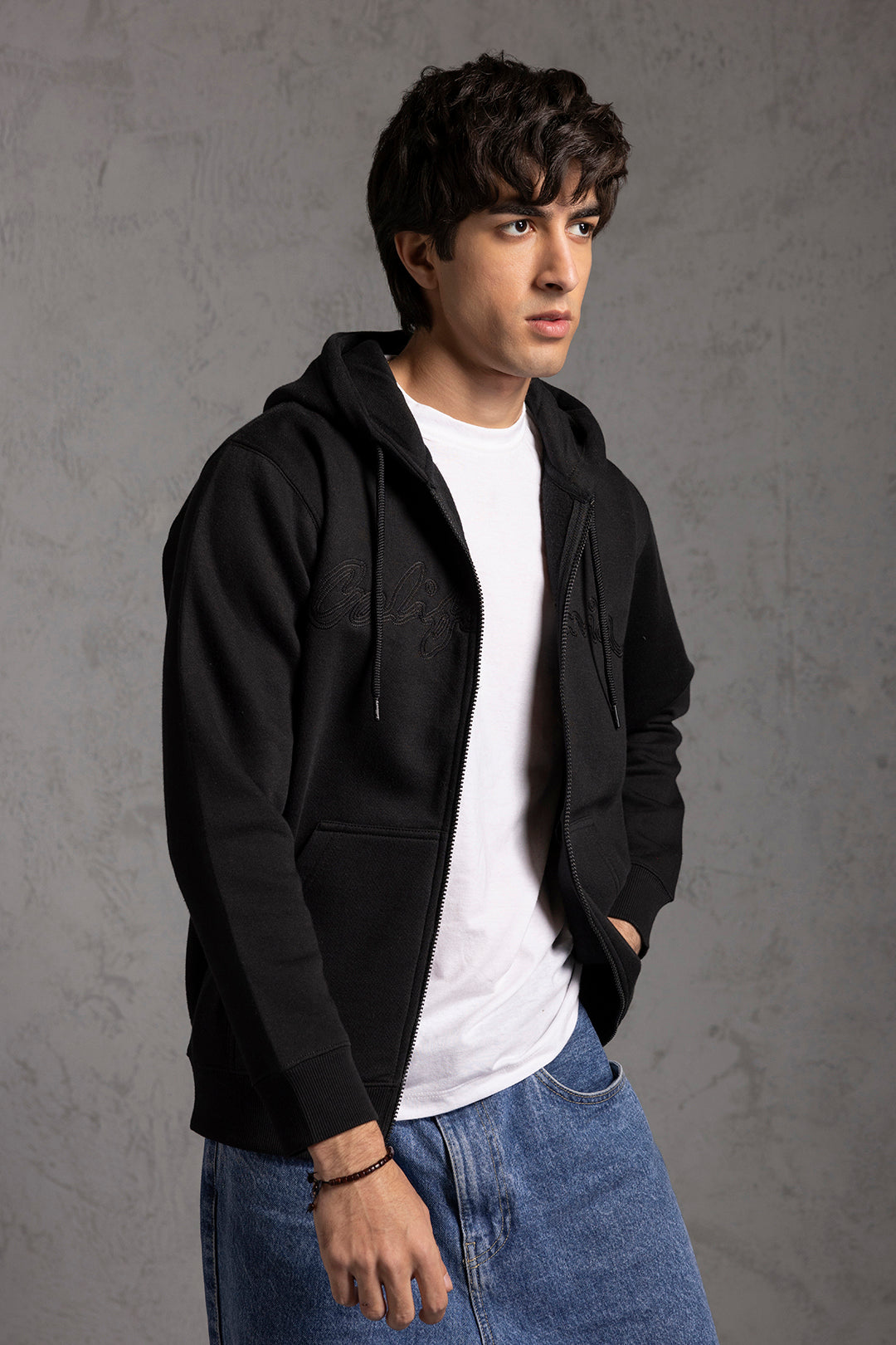 Graphic Zipper Hoodie - 5015