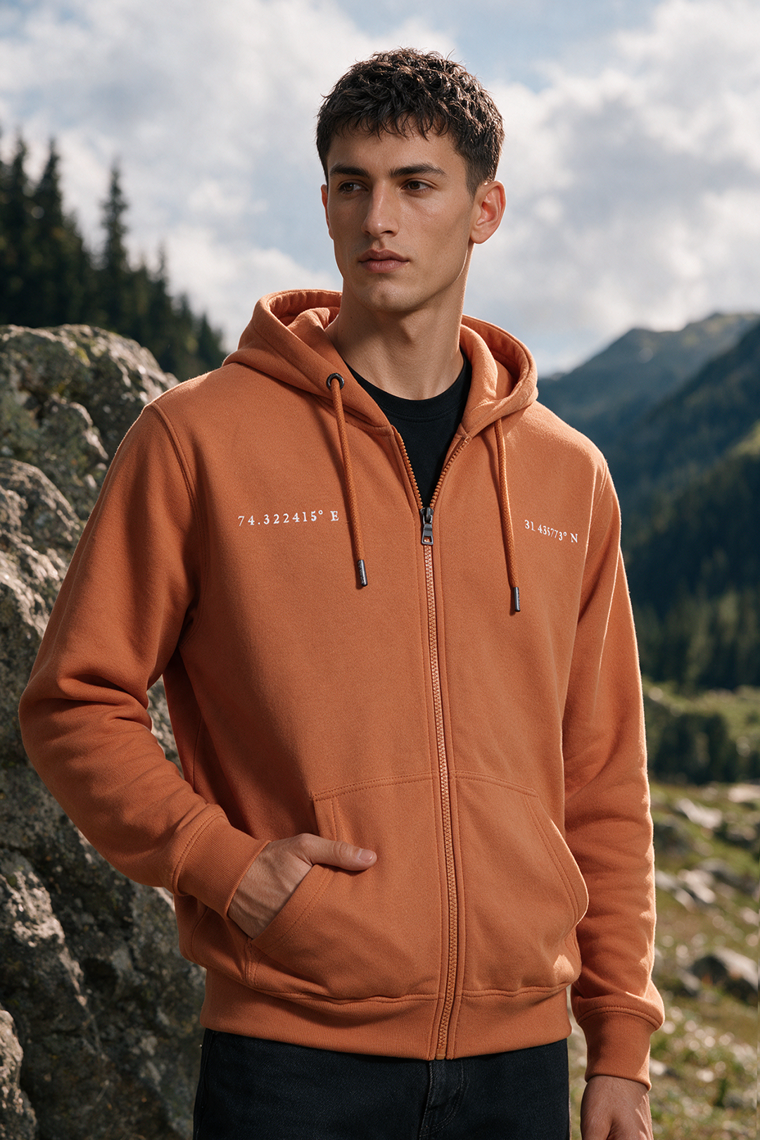 Graphic Zipper Hoodie - 1008