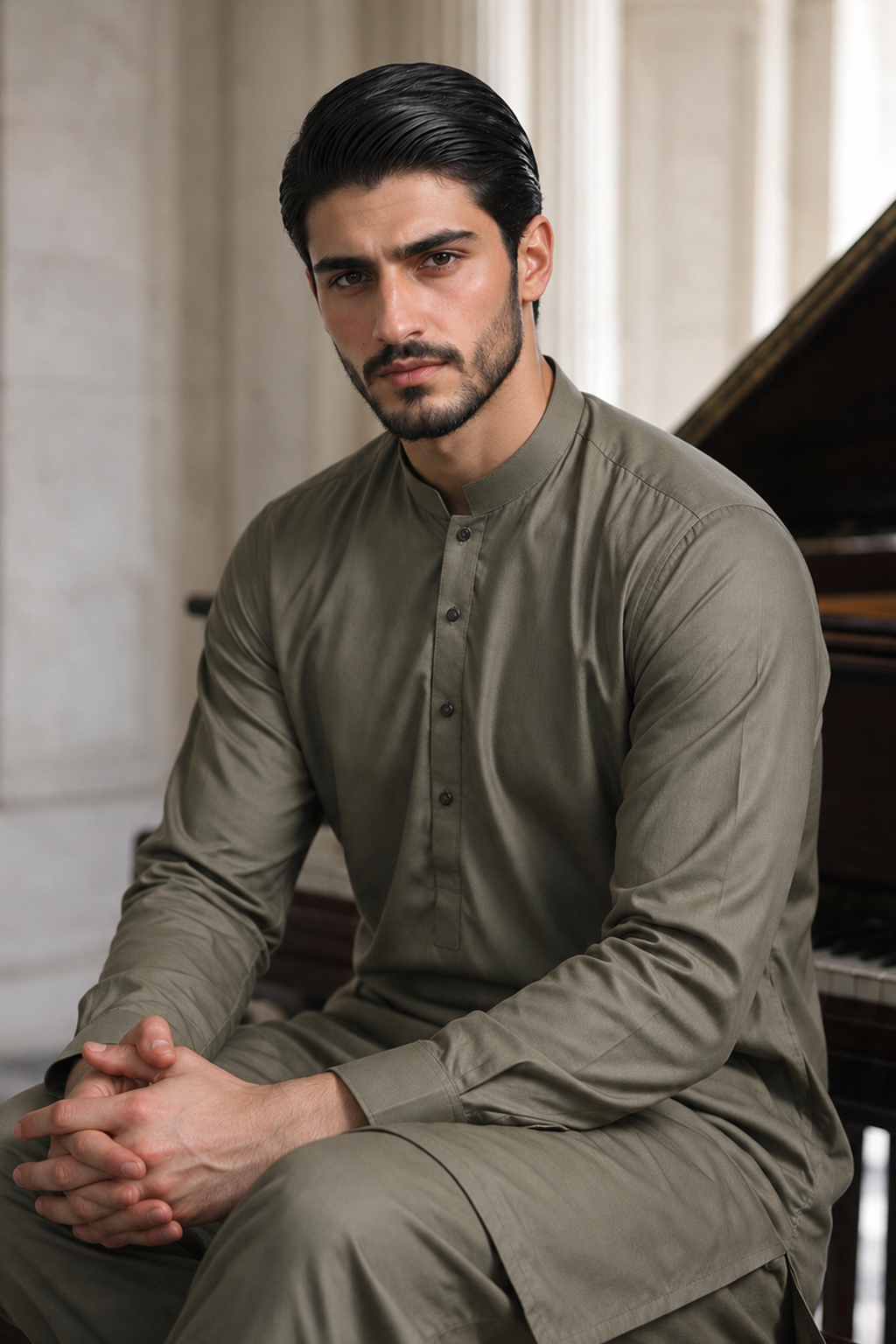 Slub Textured Shalwar Kameez - 2608