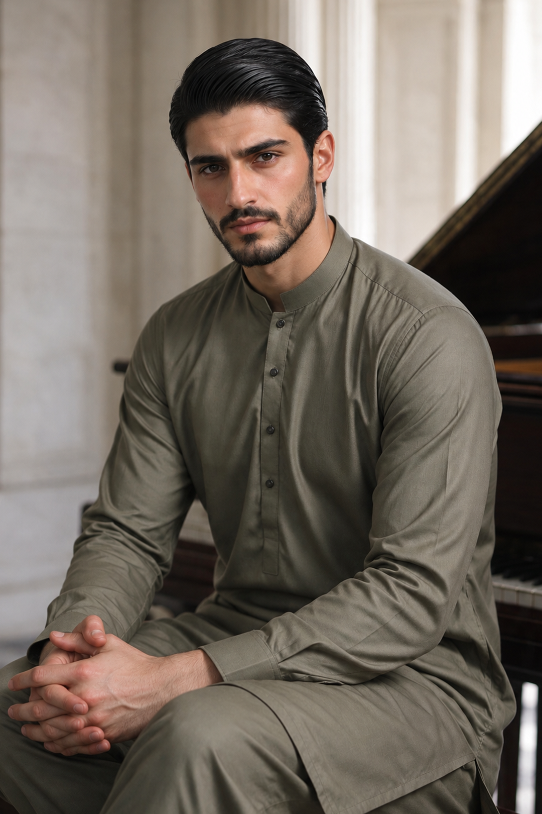 Slub Textured Shalwar Kameez - 2608