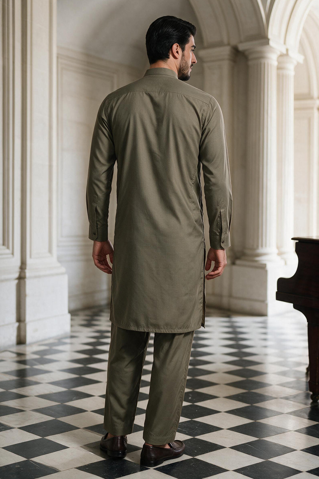 Slub Textured Shalwar Kameez - 2608