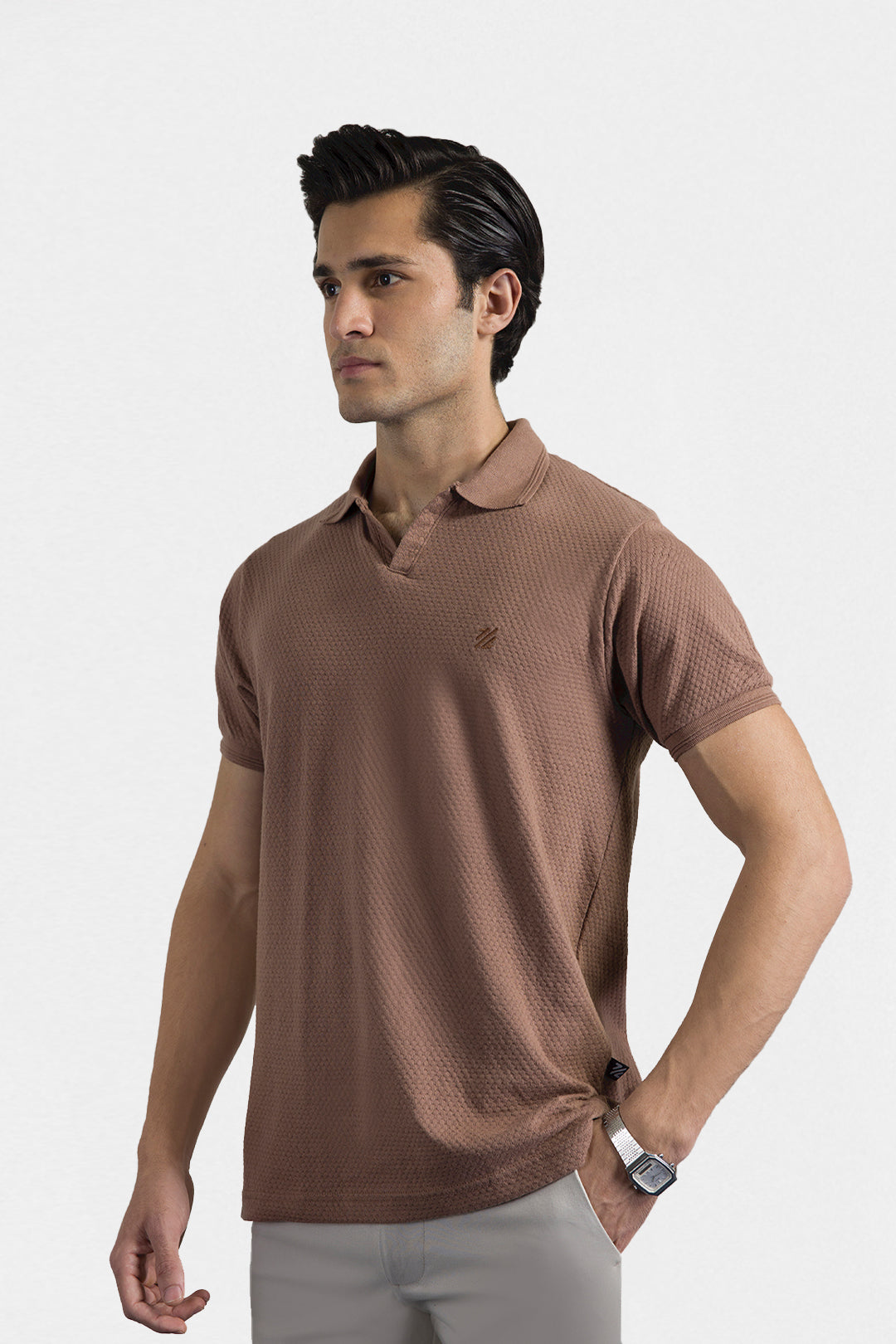 Textured Johnny Collar Polo - 5004