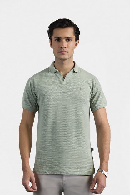 Textured Johnny Collar Polo - 5004