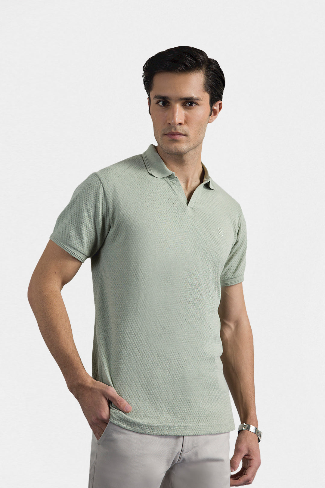Textured Johnny Collar Polo - 5004