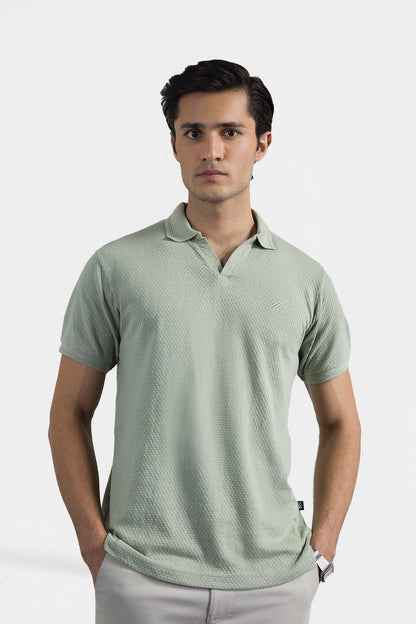 Textured Johnny Collar Polo - 5004