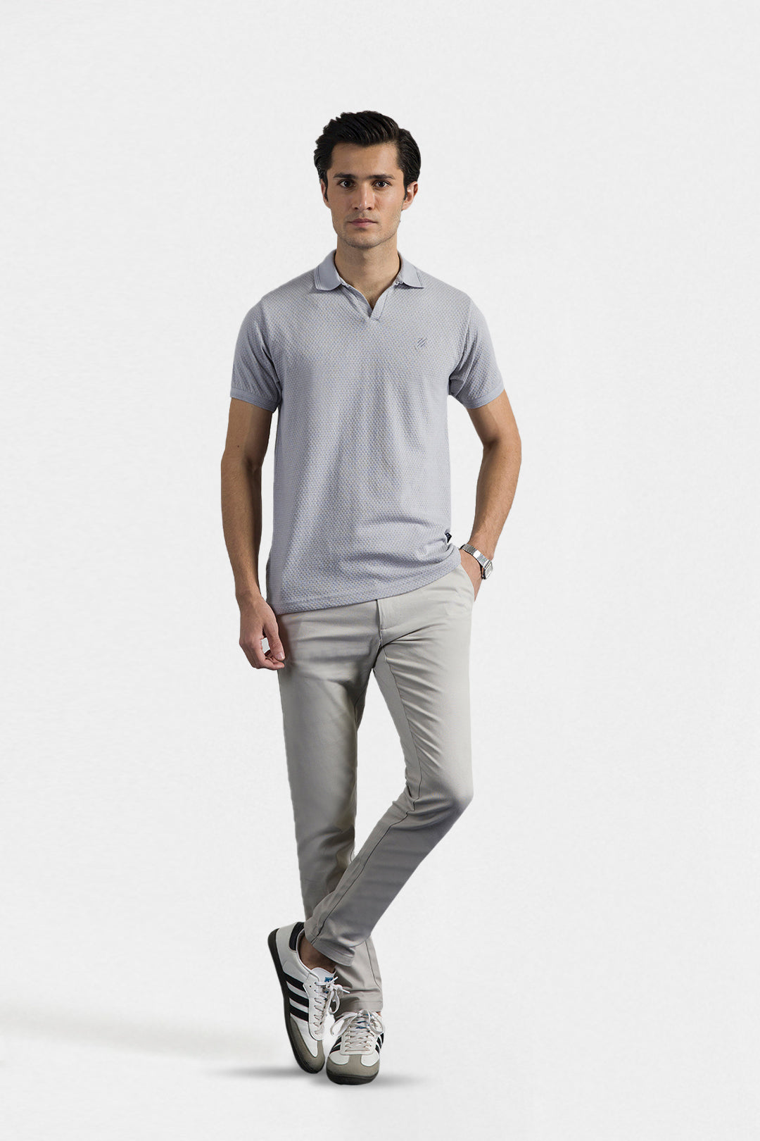Textured Johnny Collar Polo - 5004