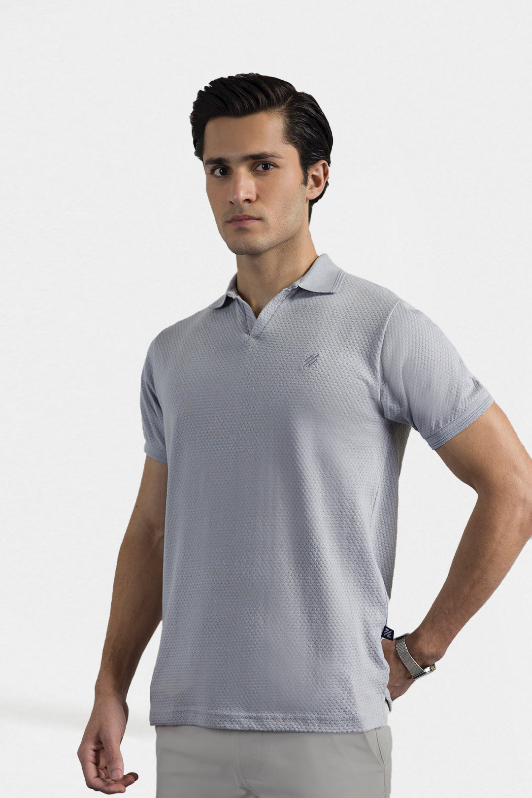 Textured Johnny Collar Polo - 5004